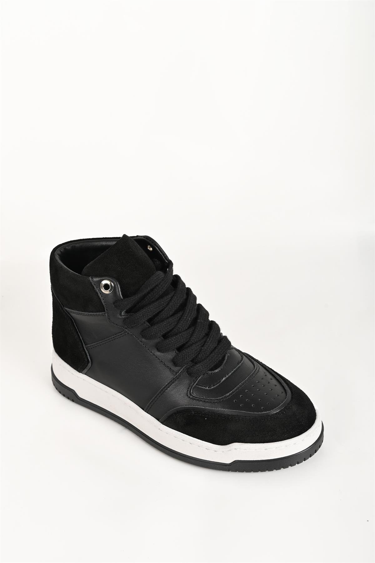 6219 SİYAH DERİ SNEAKER  BOT
