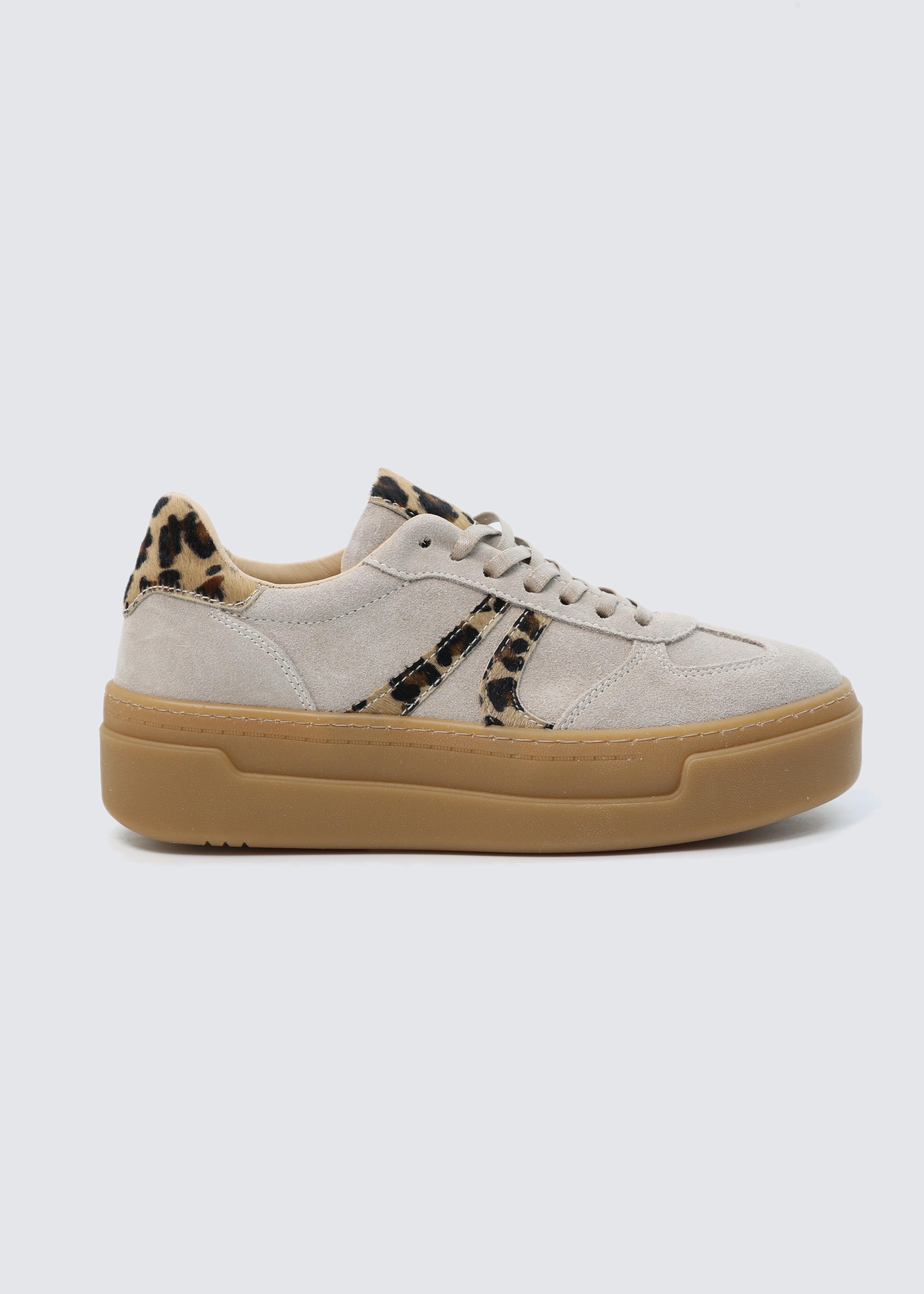 7182 BEJ SÜET DERİ LEOPAR KALIN TABAN SNEAKER