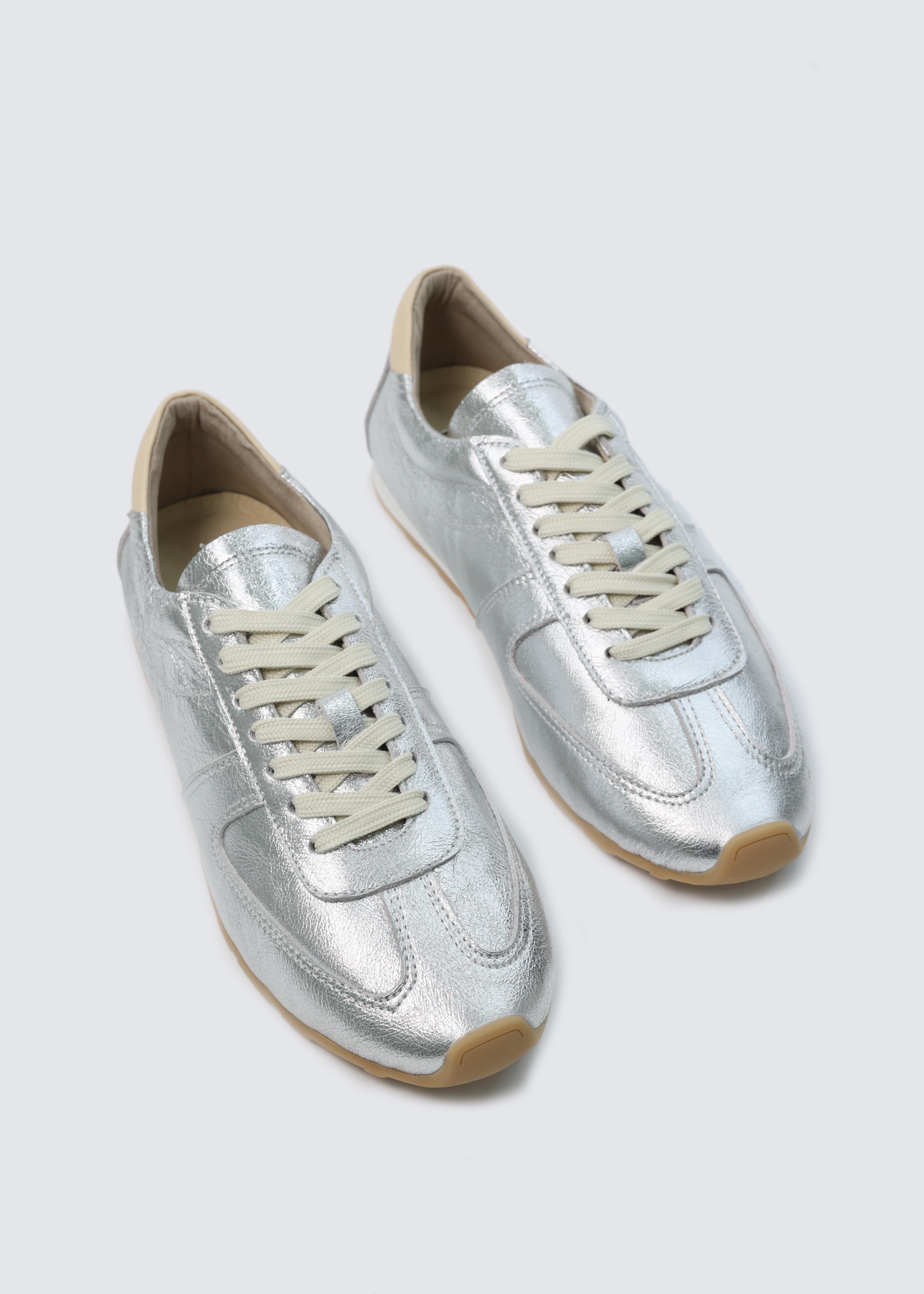 7197 GÜMÜŞ DERİ İNCE TABAN SNEAKER