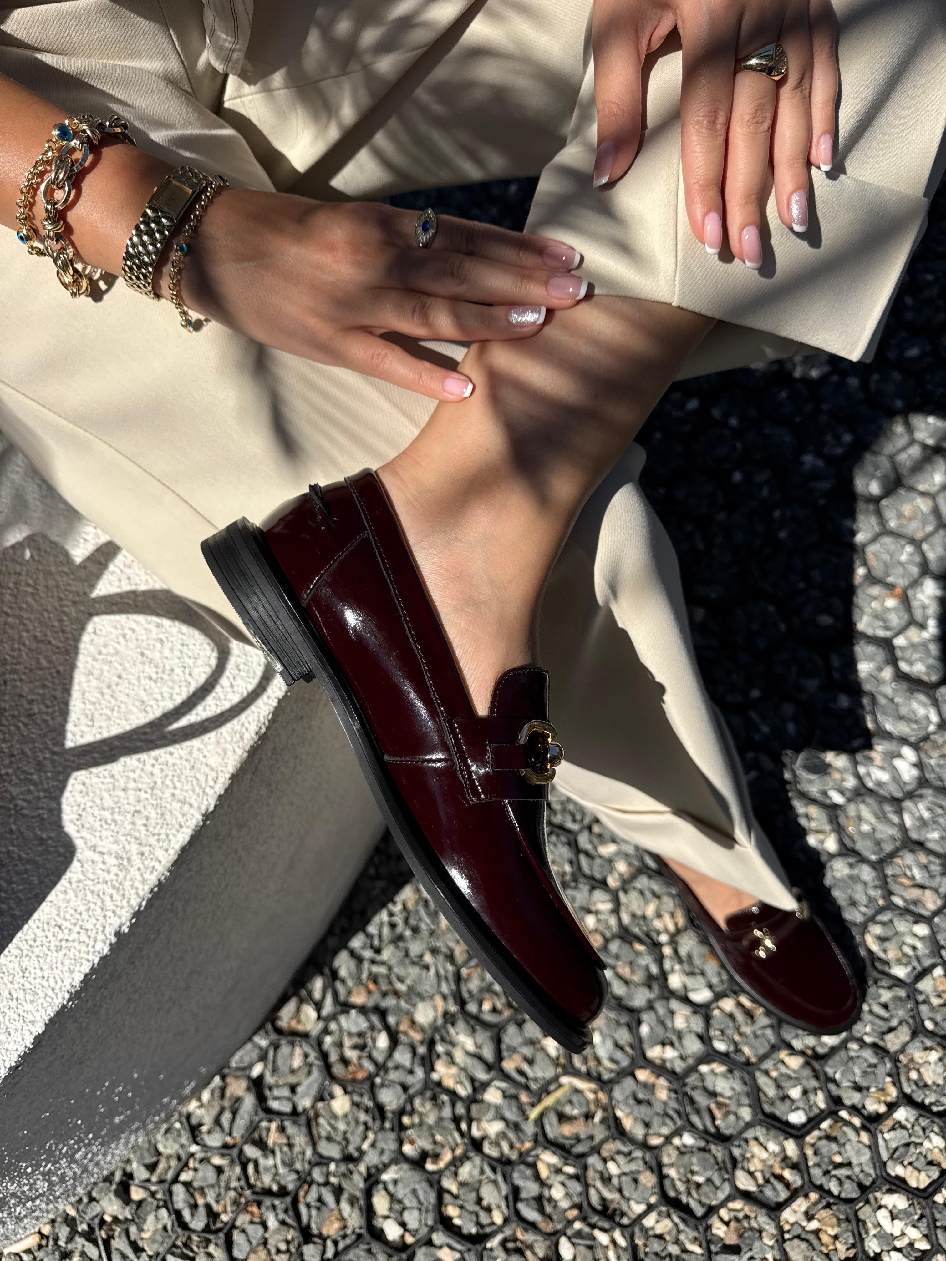 7534 BORDO RUGAN DERİ LOAFER