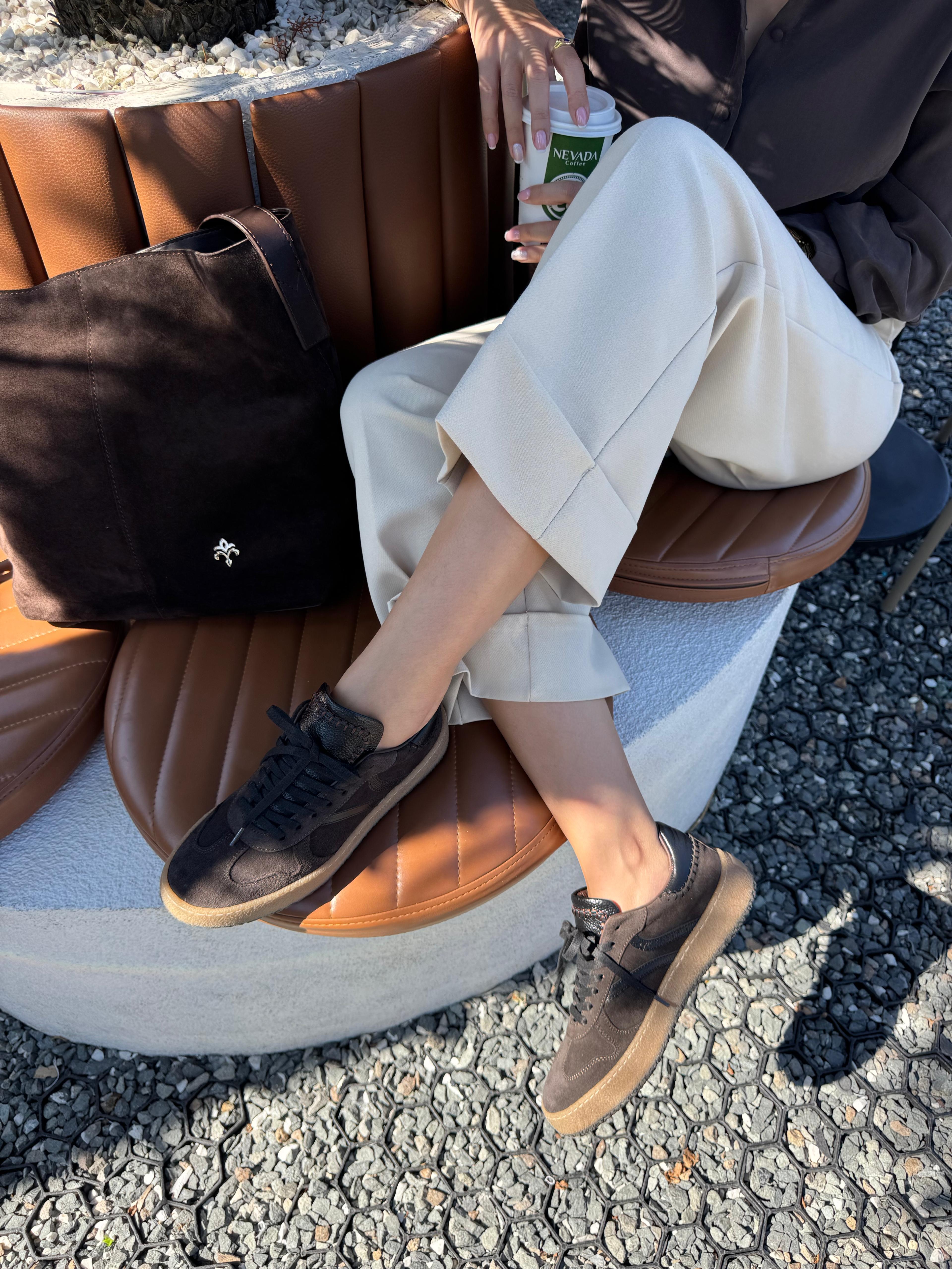 7552 KAHVERENGİ DERİ SÜET SNEAKER