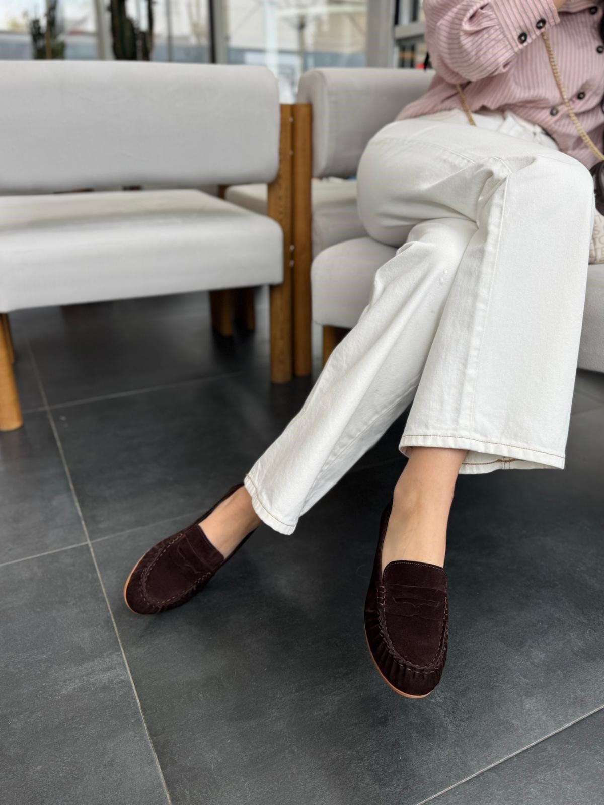 7787 KAHVE SÜET DERİ LOAFER AYAKKABI