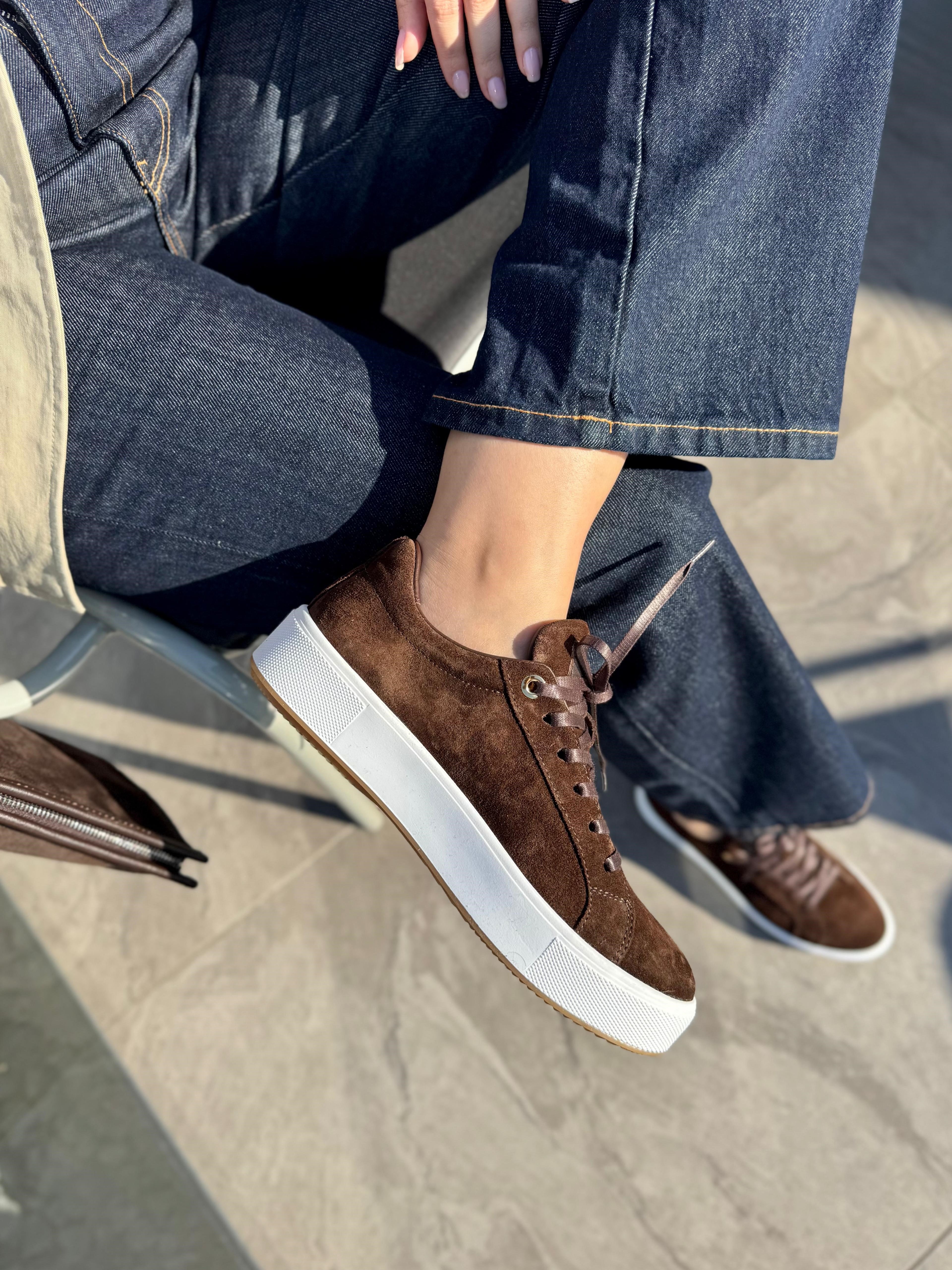 7820 KAHVE SÜET DERİ SNEAKER