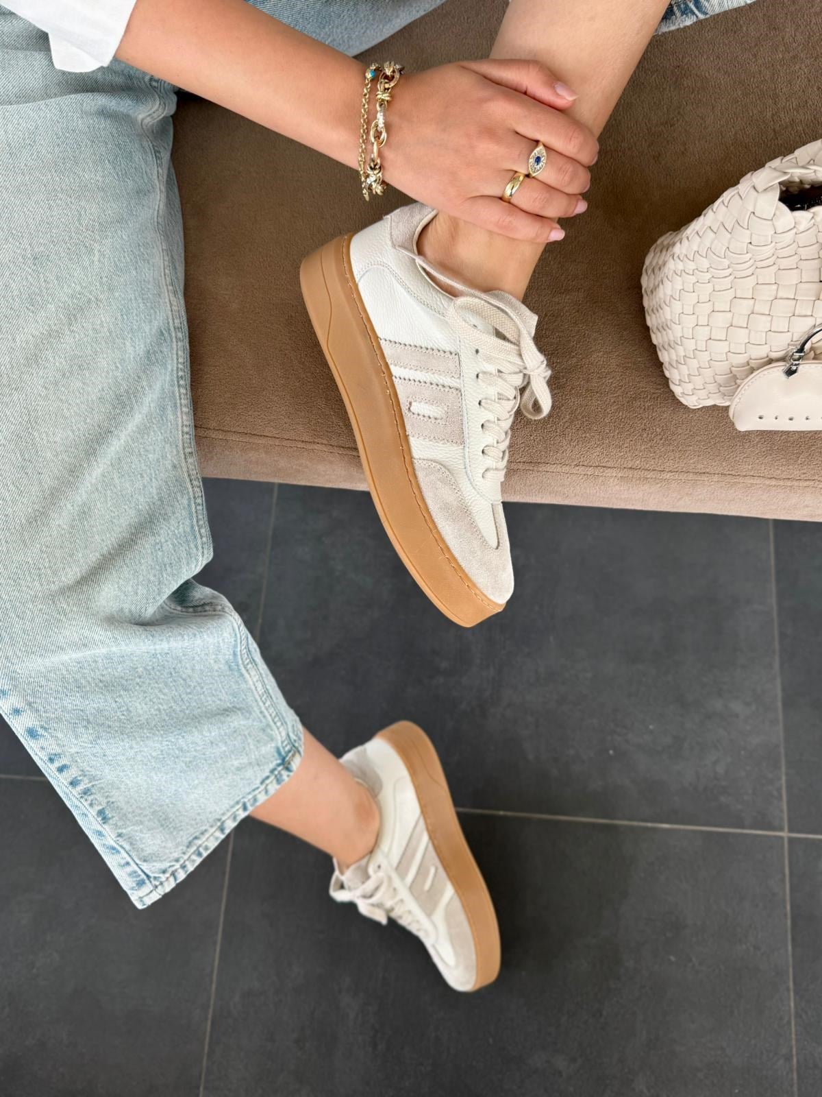 7821 BEJ SÜET DERİ SNEAKER