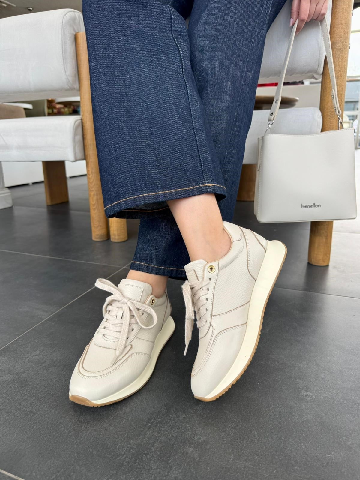 7822 BEJ DERİ SNEAKER