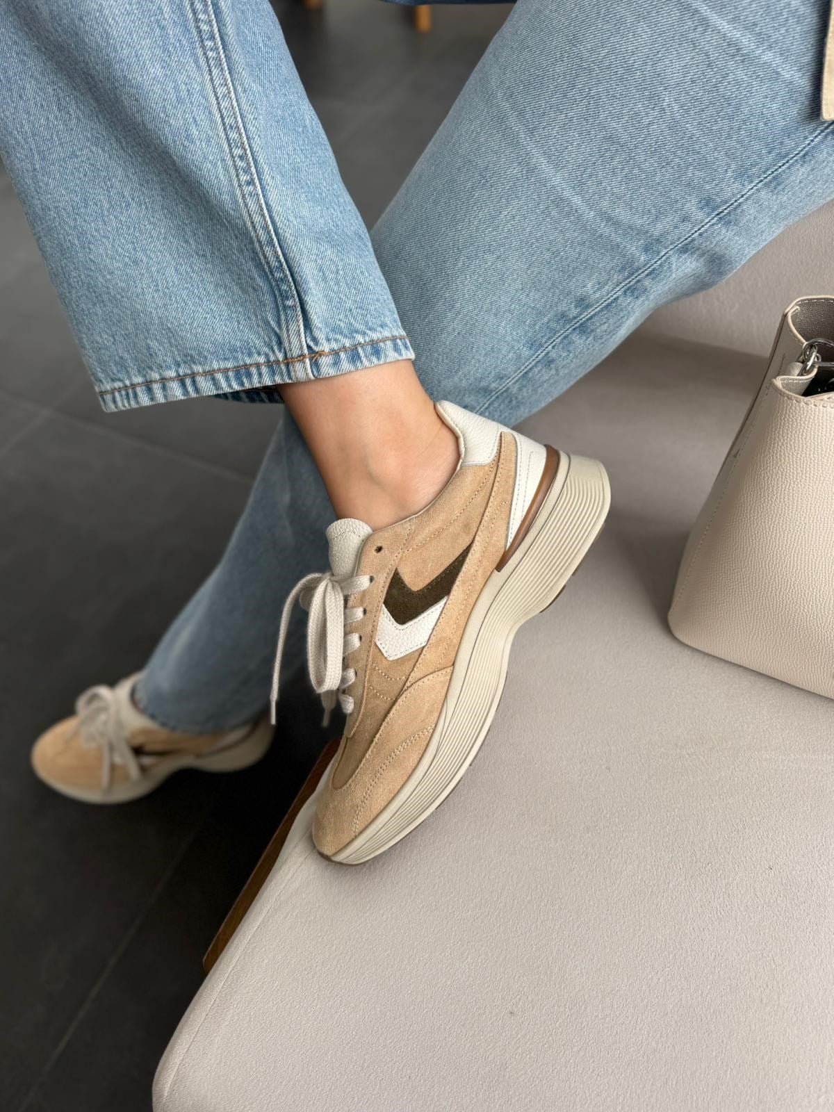7898 BEJ SÜET DERİ SNEAKER
