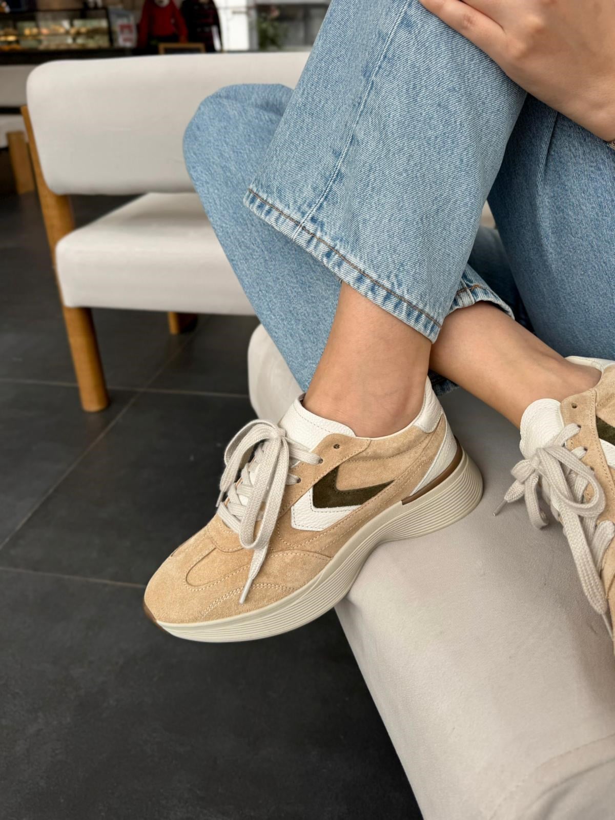 7898 BEJ SÜET DERİ SNEAKER