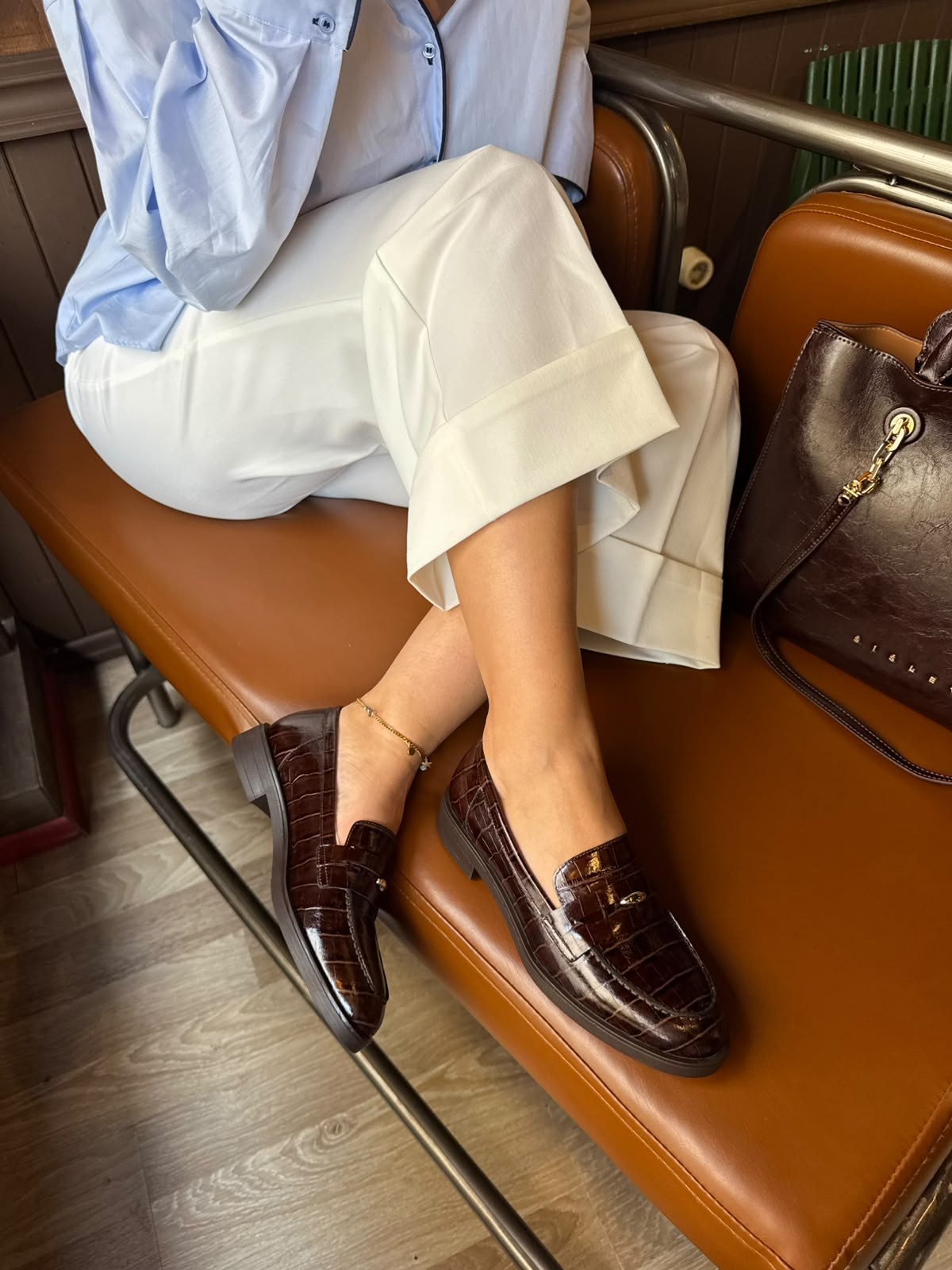 8100 KAHVERENGİ CROCO DERİ LOAFER AYAKKABI