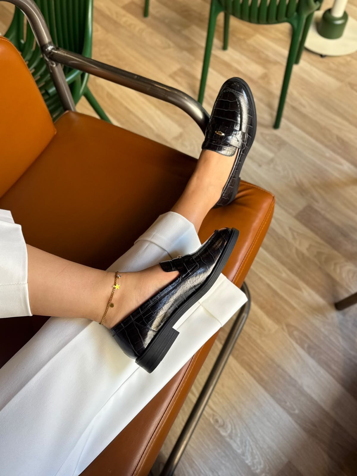 8100 SİYAH CROCO DERİ LOAFER AYAKKABI