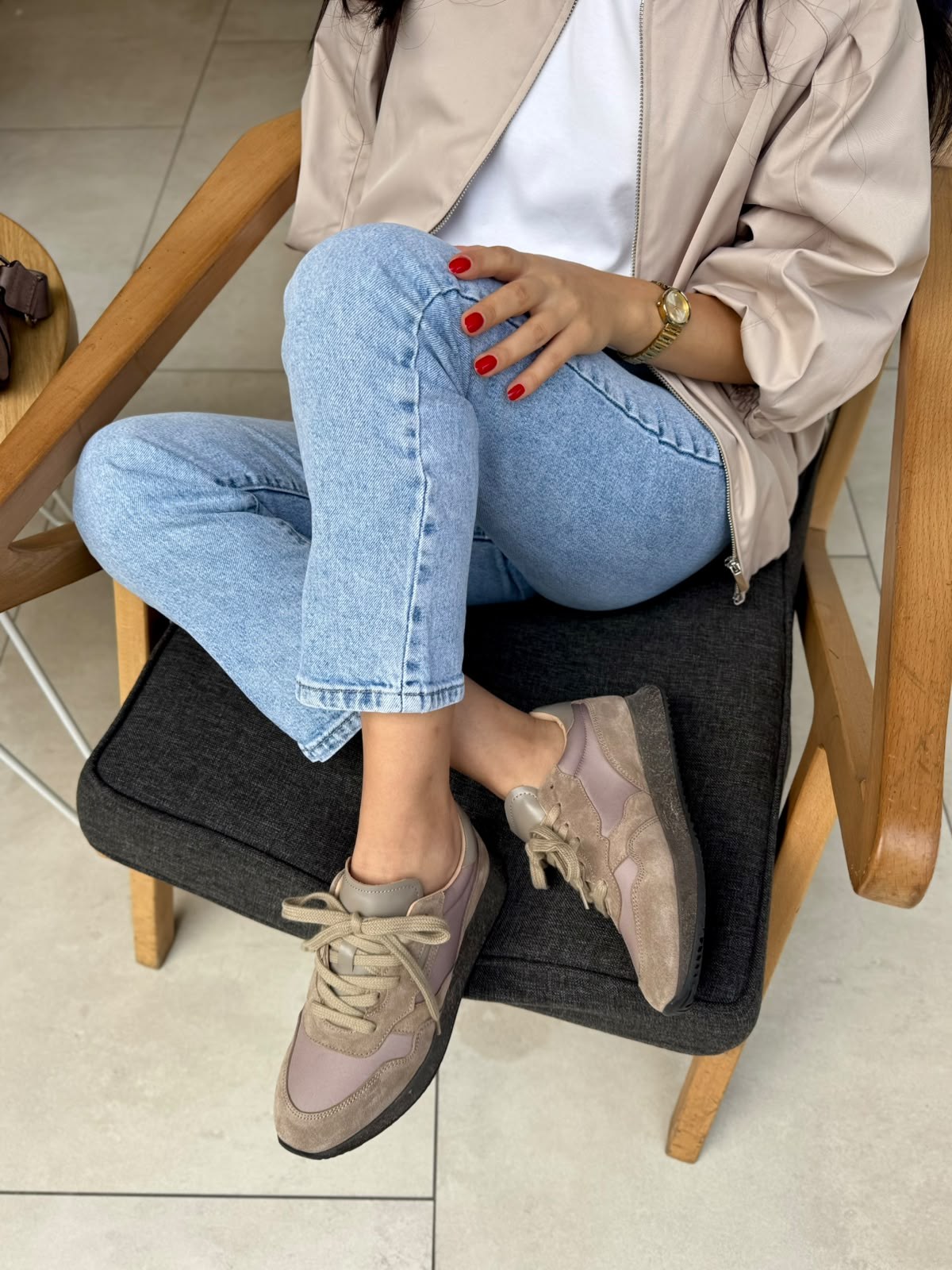 8144 VİZON SÜET DERİ SNEAKER