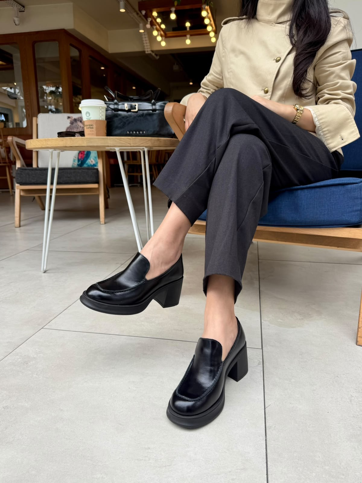 8183 SİYAH DERİ TOPUKLU LOAFER AYAKKABI