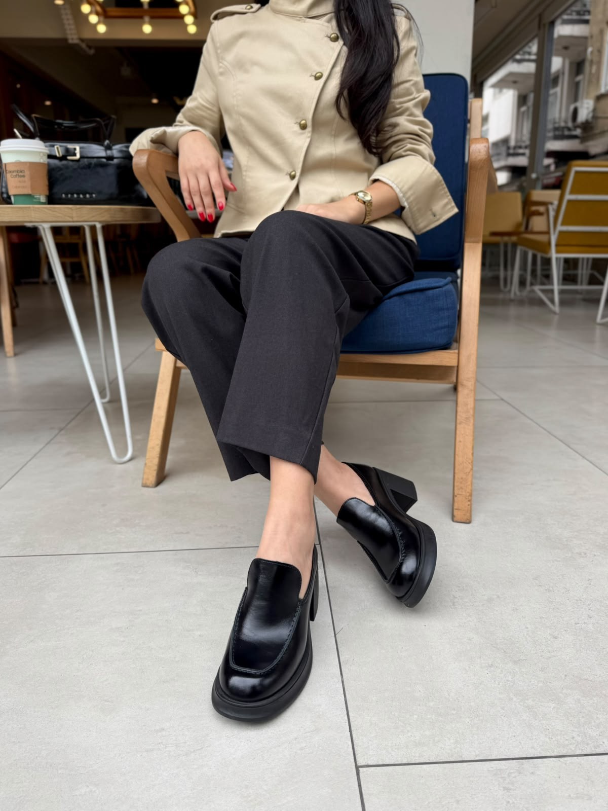 8183 SİYAH DERİ TOPUKLU LOAFER AYAKKABI