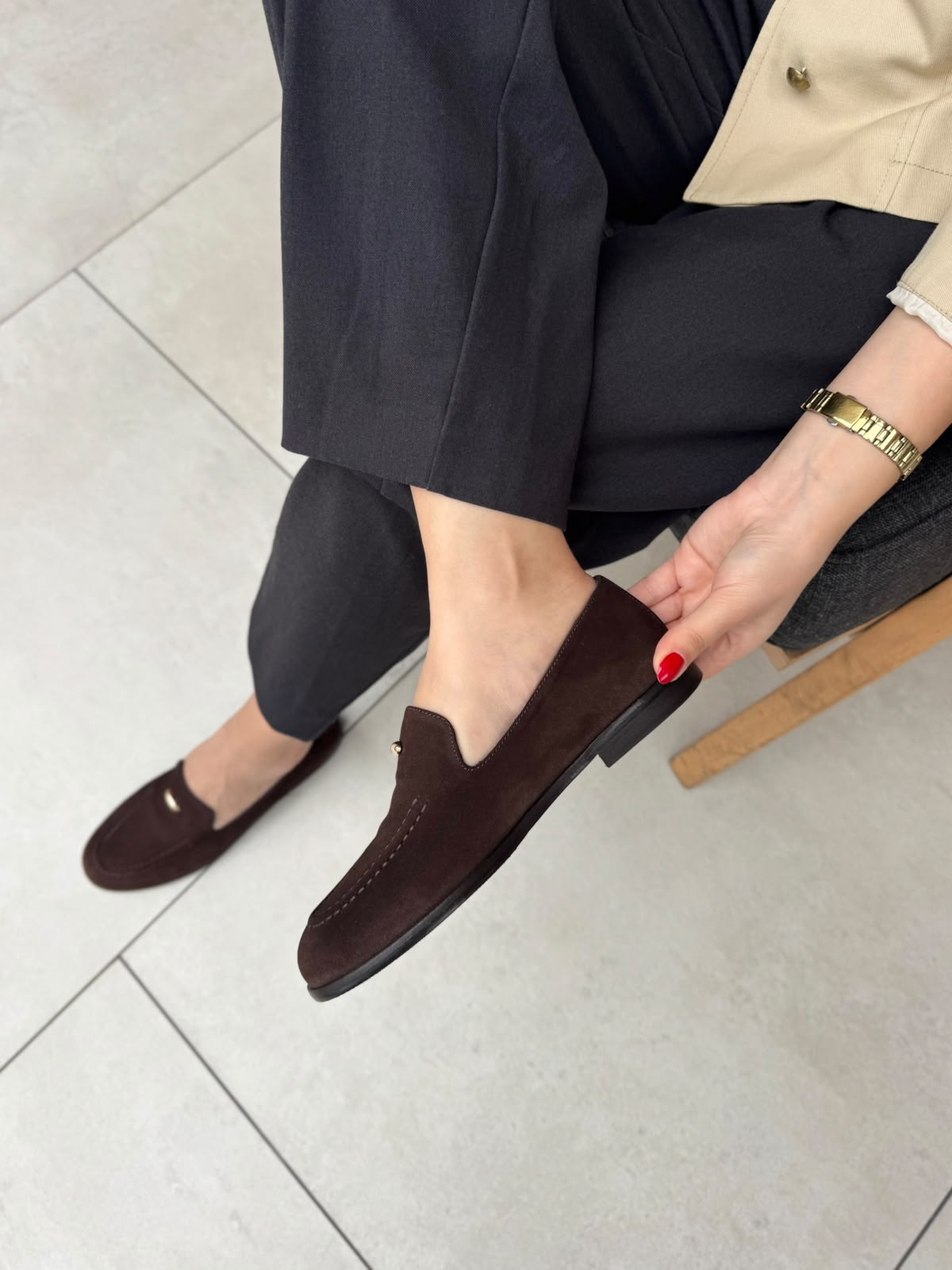8188 KAHVE SÜET DERİ LOAFER AYAKKABI