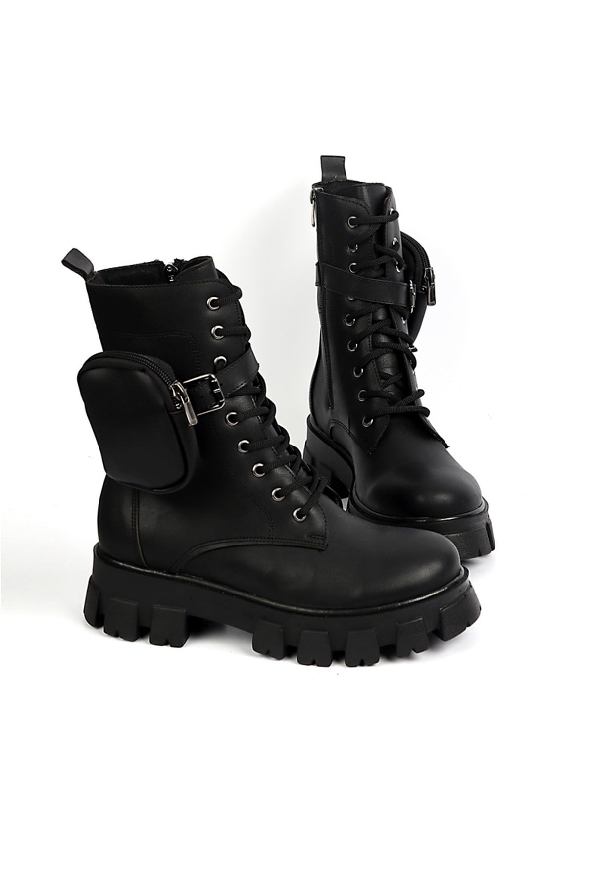 SİYAH 3989 KALIN TABAN KADIN CEPLİ BOT