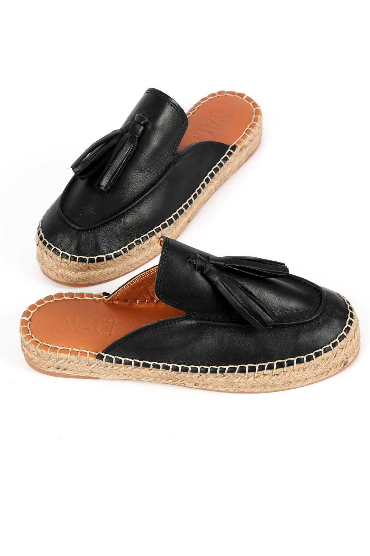 SİYAH 4410 HAKİKİ DERİ KADIN ESPADRİL TERLİK