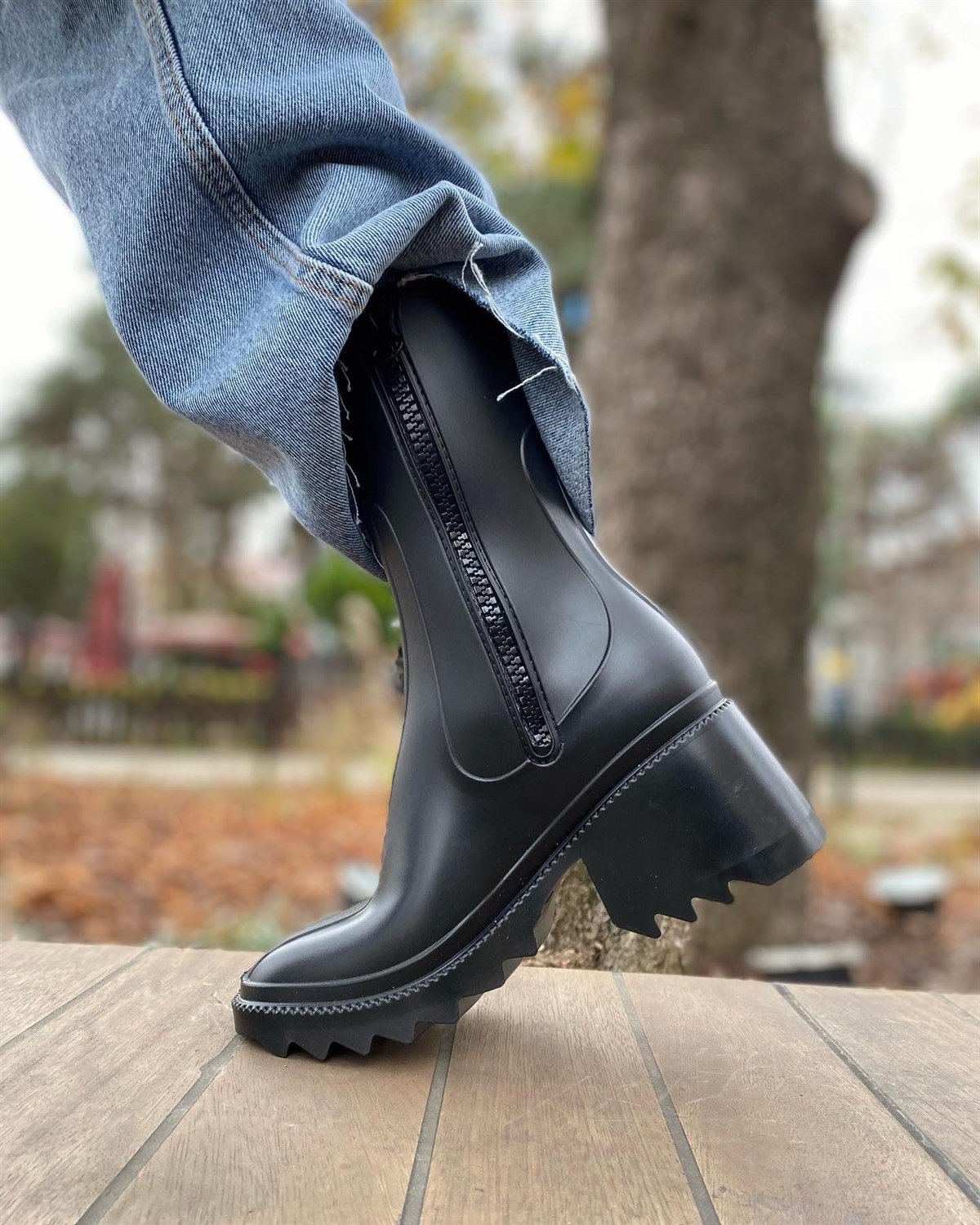 SİYAH 4930 KADIN TOPUKLU YAĞMUR BOTU