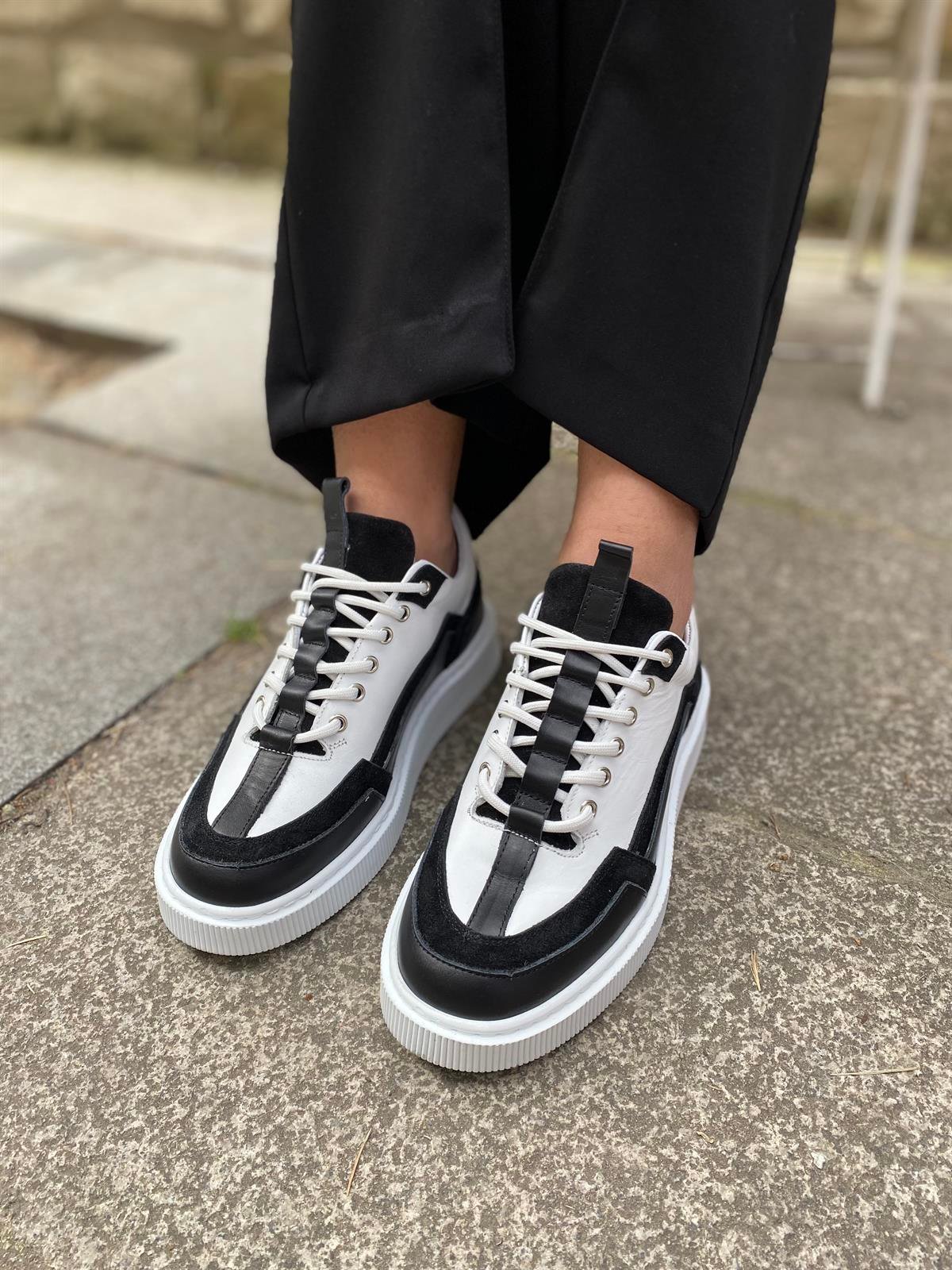 SİYAH HAKİKİ DERİ 5990 KADIN SNEAKER