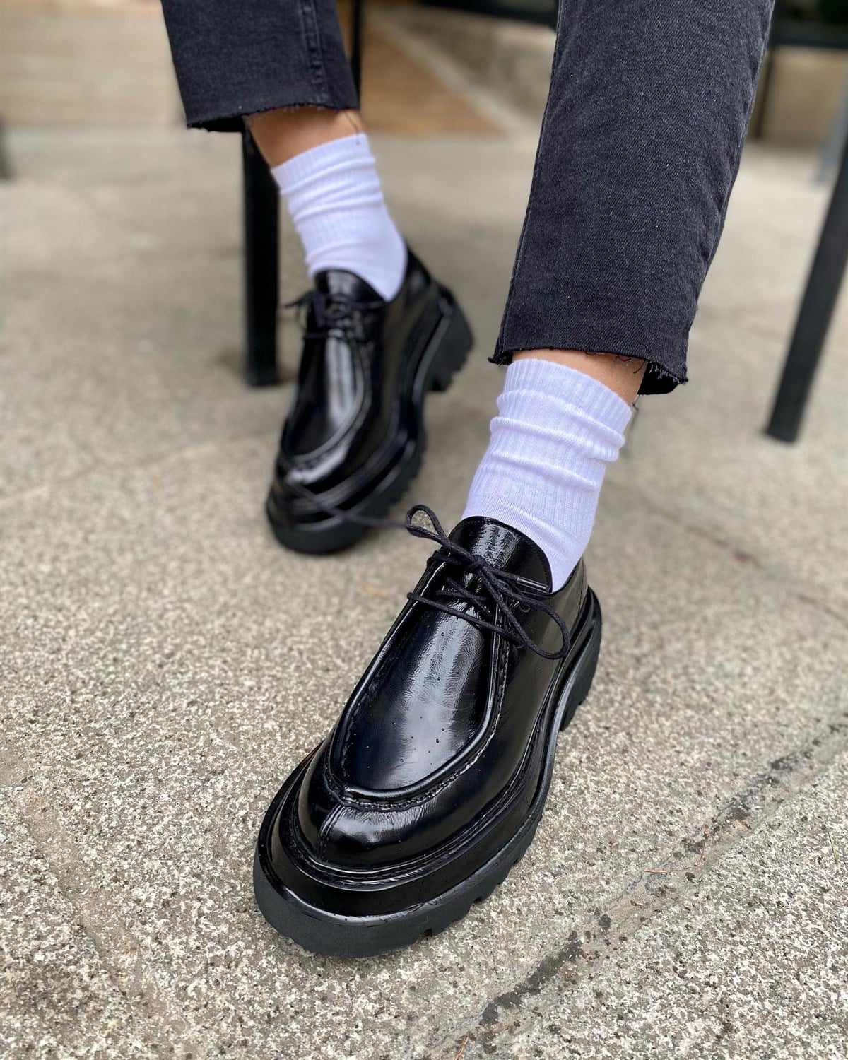 SİYAH RUGAN 5417 HAKİKİ DERİ BAĞCIKLI KADIN LOAFER AYAKKABI