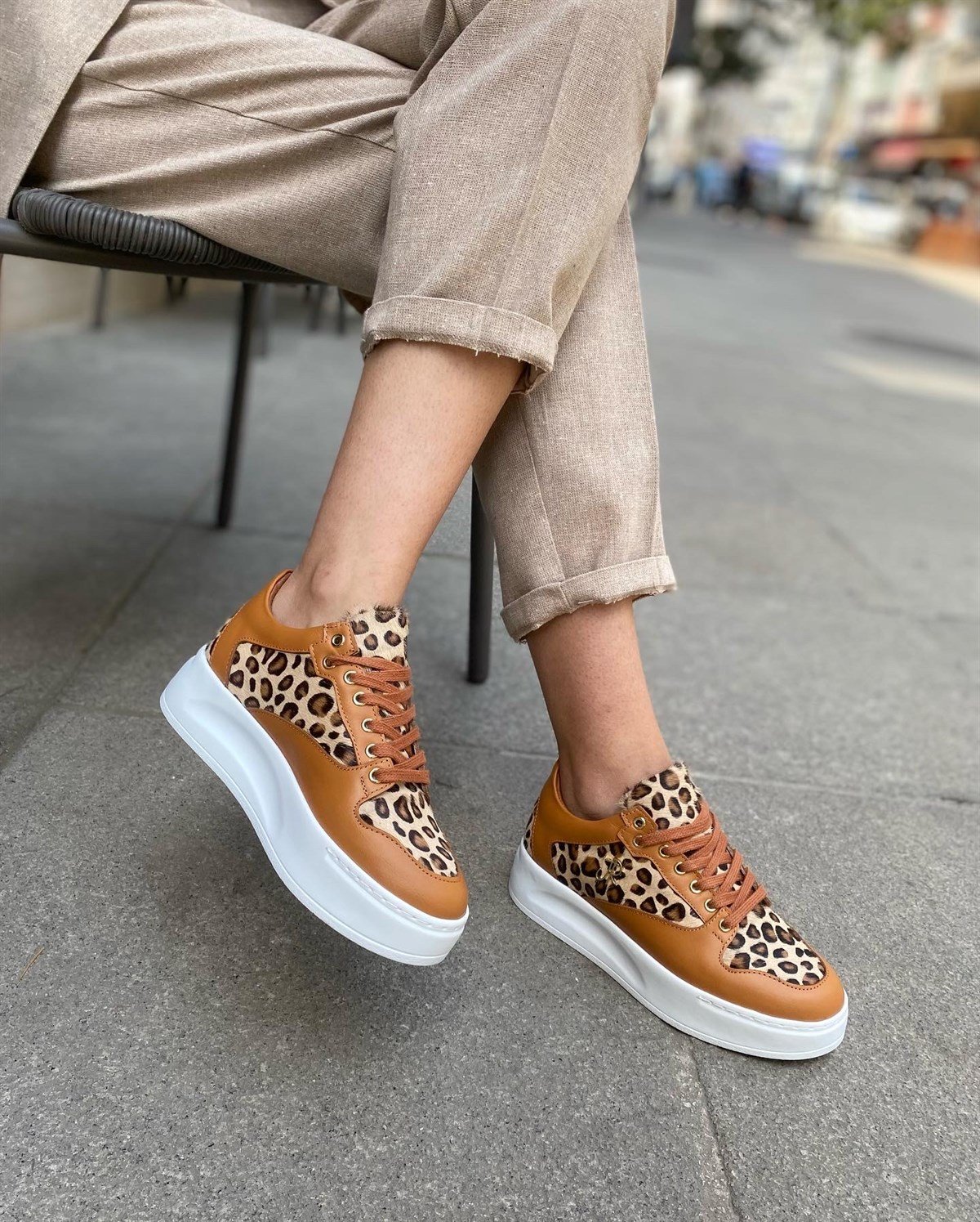 TABA LEOPAR HAKİKİ DERİ 5154 KADIN SNEAKER
