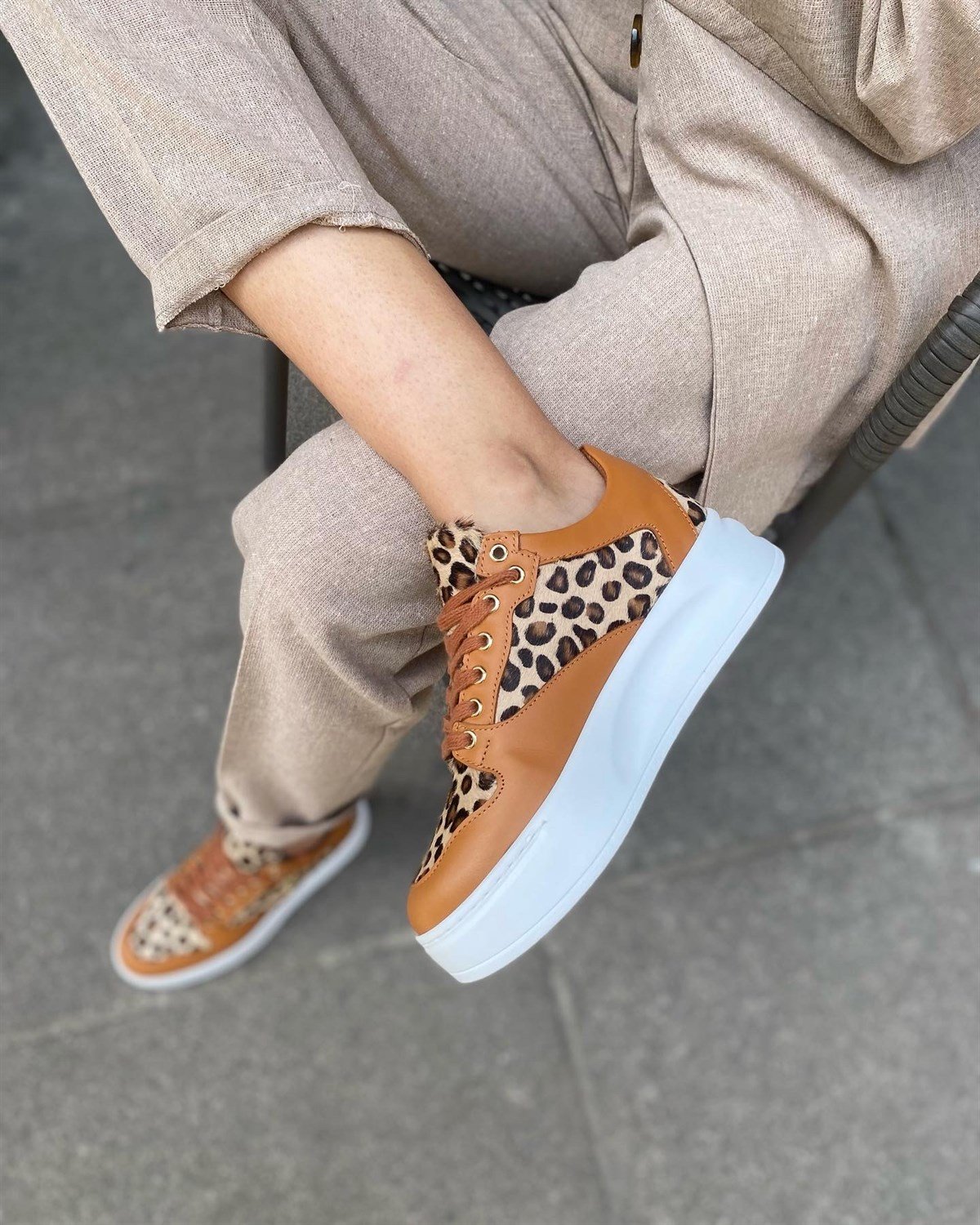 TABA LEOPAR HAKİKİ DERİ 5154 KADIN SNEAKER