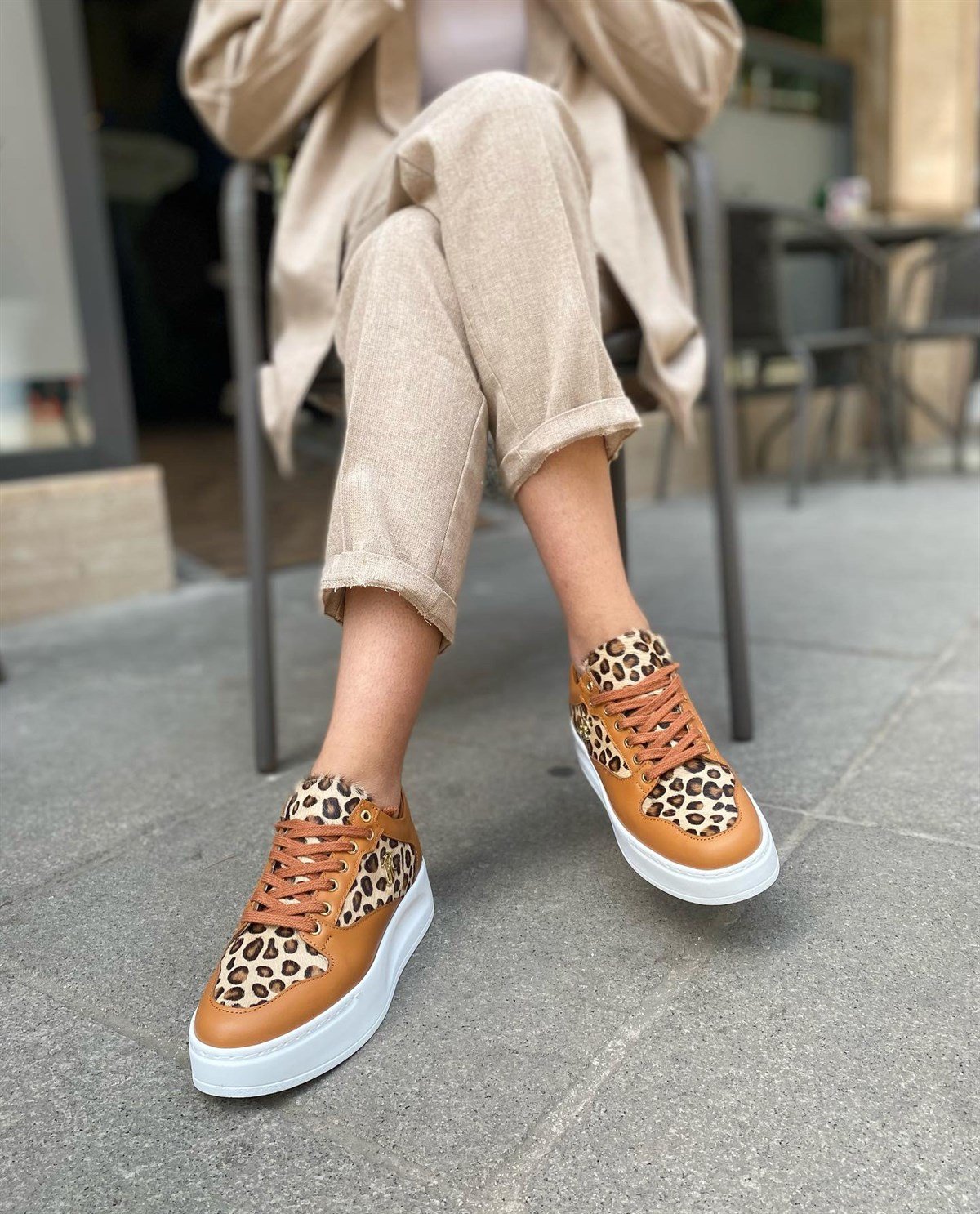 TABA LEOPAR HAKİKİ DERİ 5154 KADIN SNEAKER