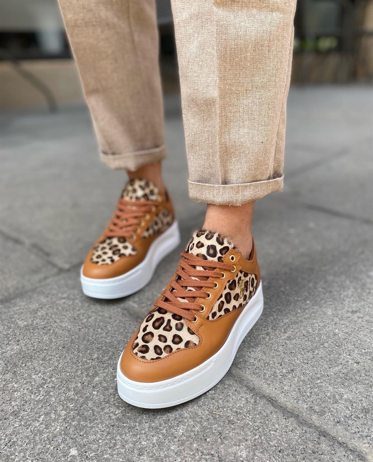 TABA LEOPAR HAKİKİ DERİ 5154 KADIN SNEAKER