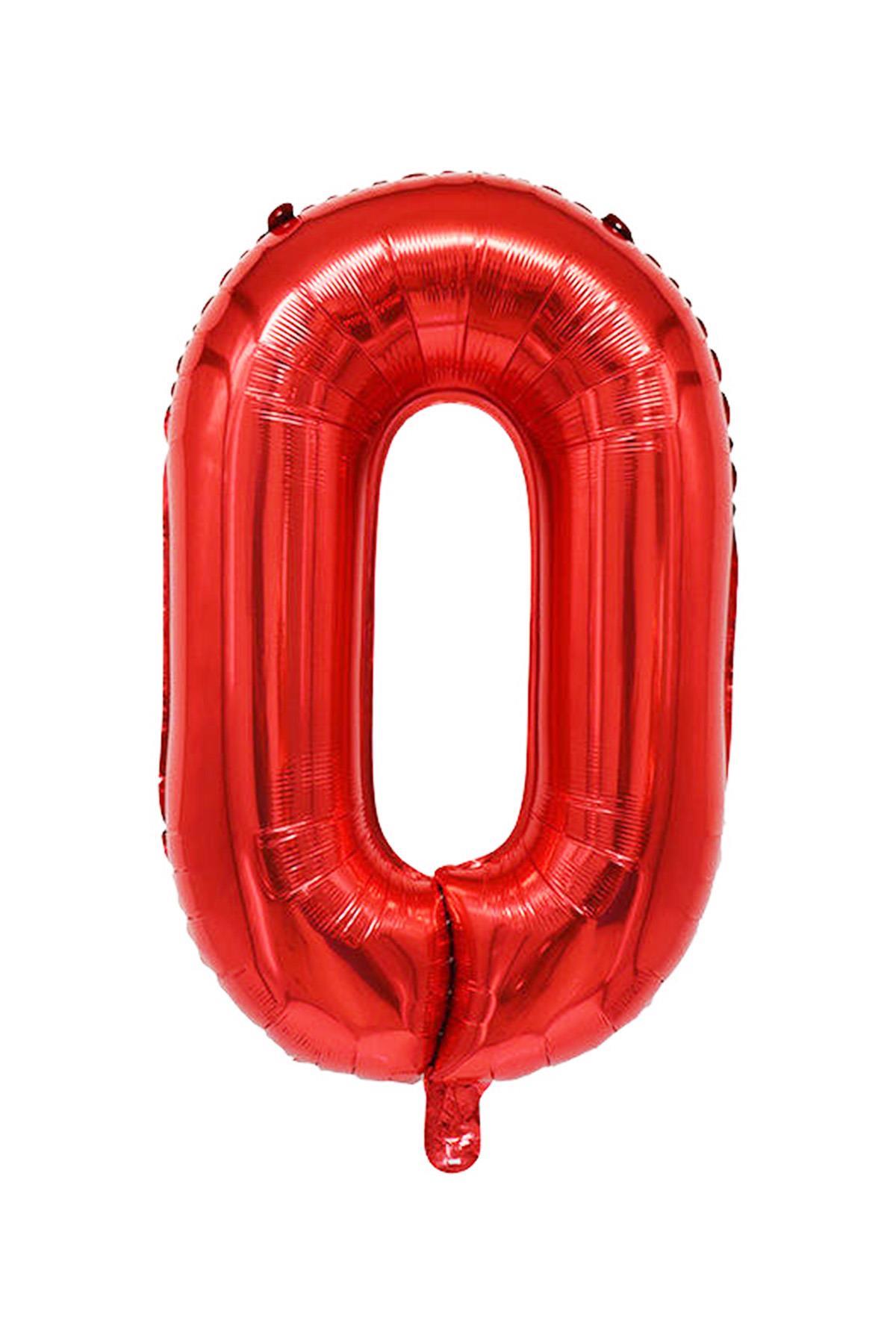 0 Rakam Kırmızı Folyo Balon 34 inç 76-82 cm