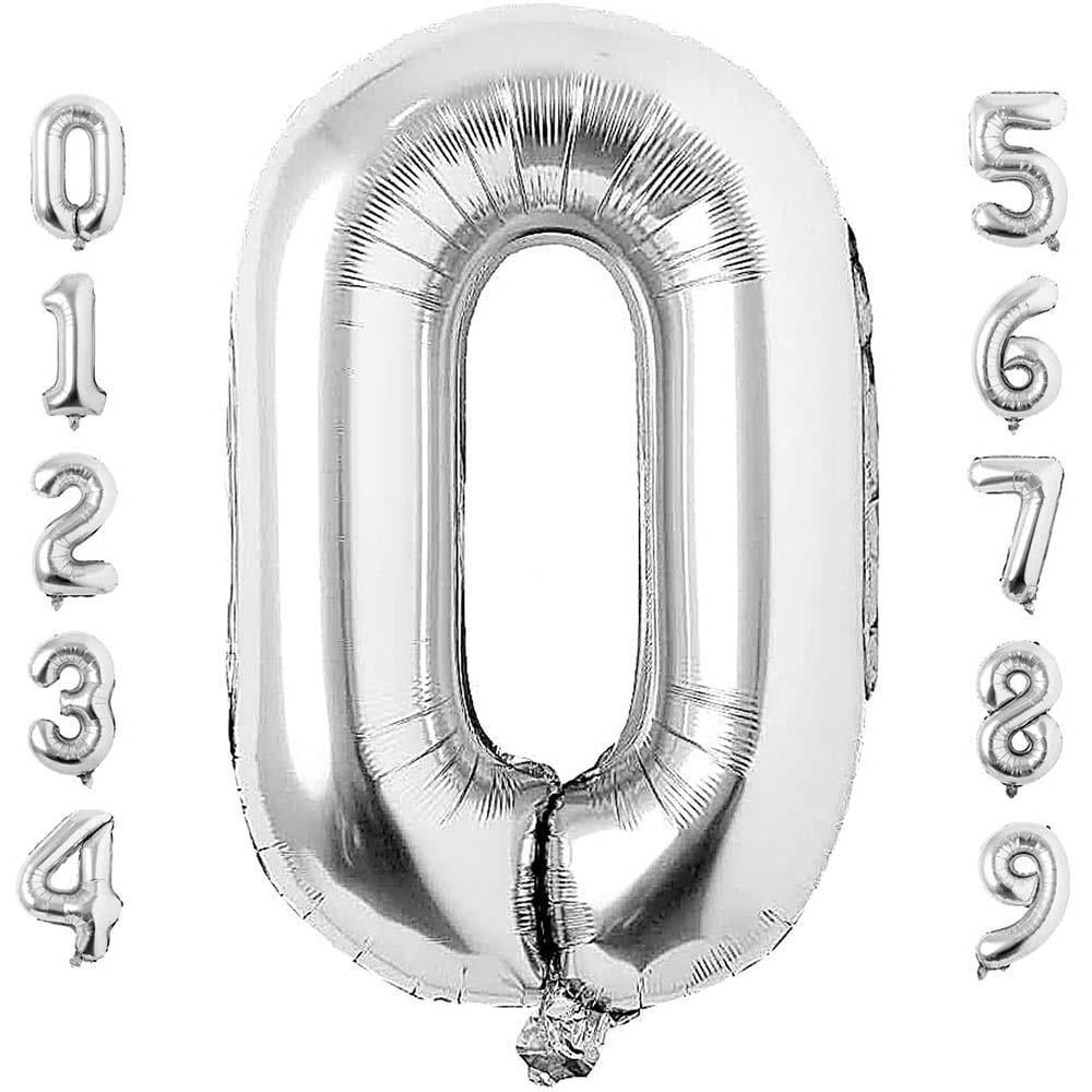 0 Sıfır Rakam Gümüş Folyo Balon 34