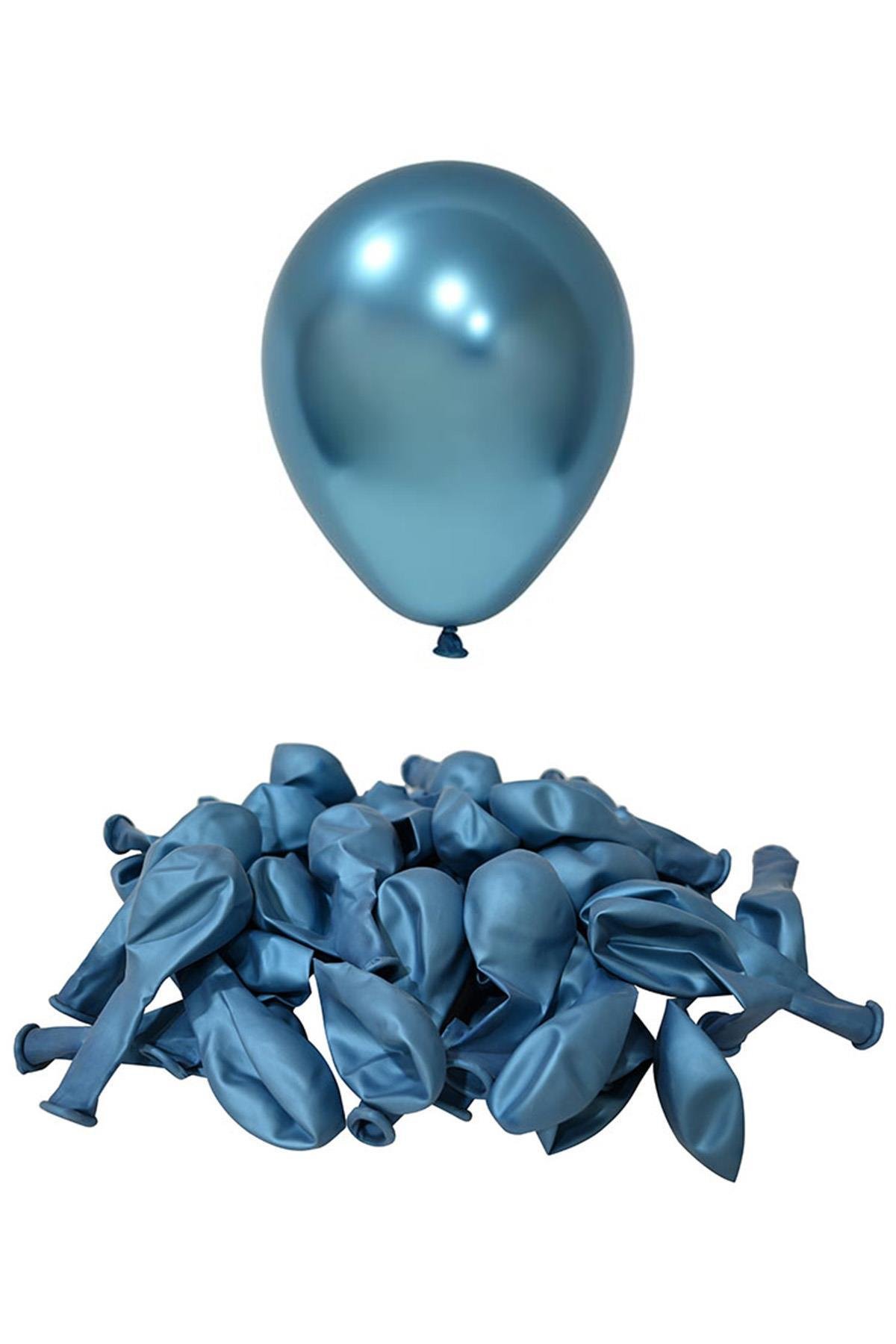 12 İnç Krom Mavi Balon 10 Adet