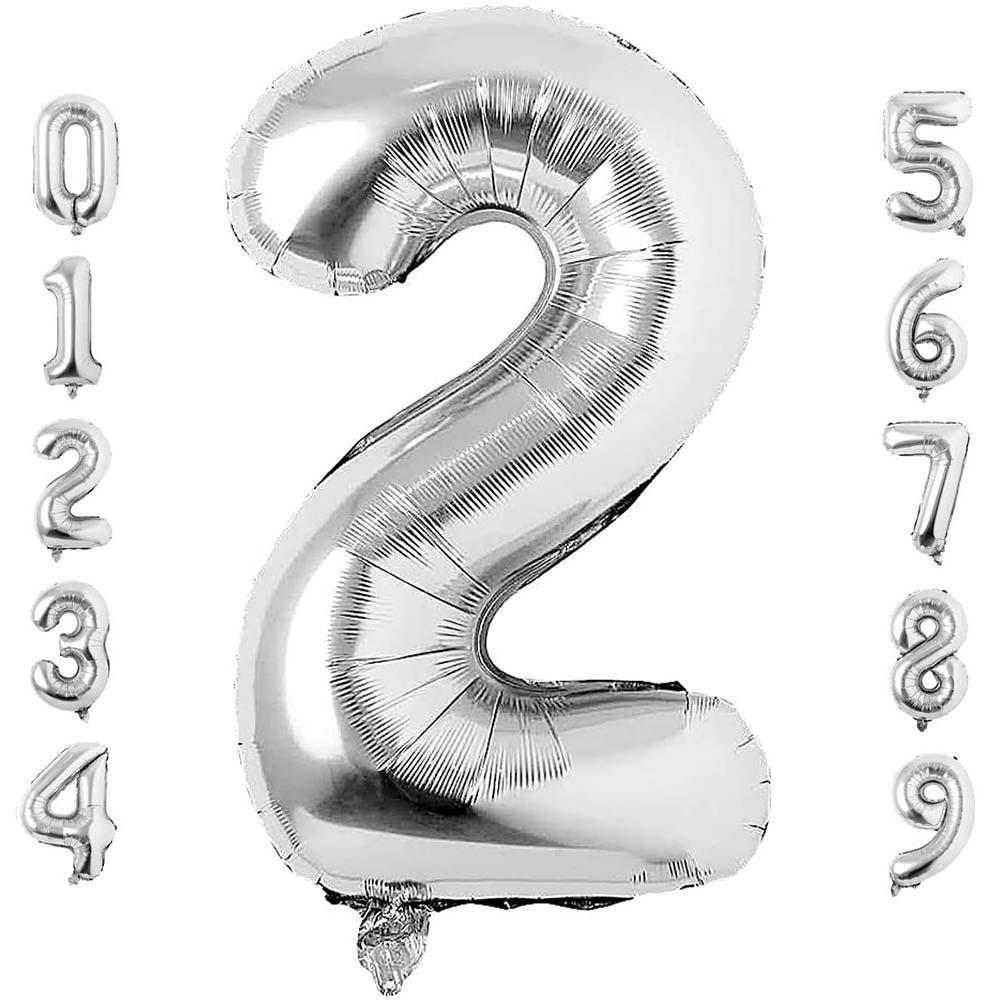 2 İki Rakam Gümüş Folyo Balon 34