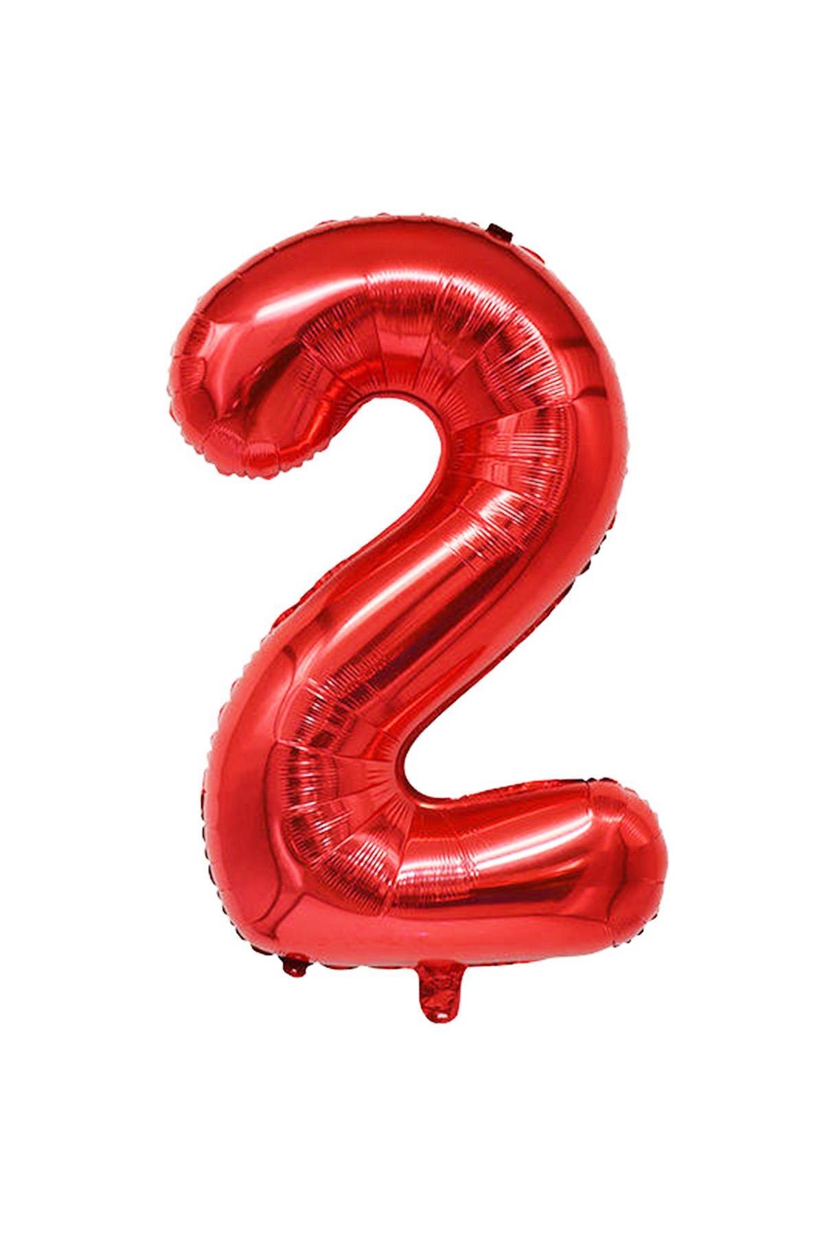 2 Rakam Kırmızı Folyo Balon 34 inç 76-82 cm