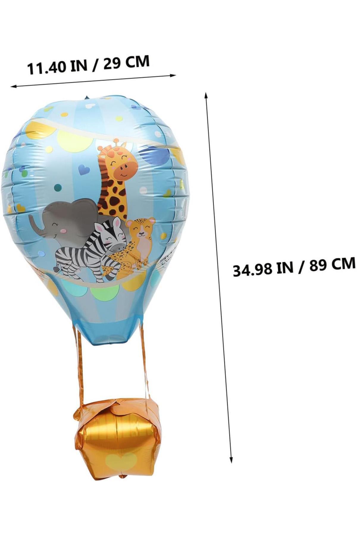 22 İnç Mavi Renk Safari Uçan Balon Temalı  Folyo Balon 88-28 Cm