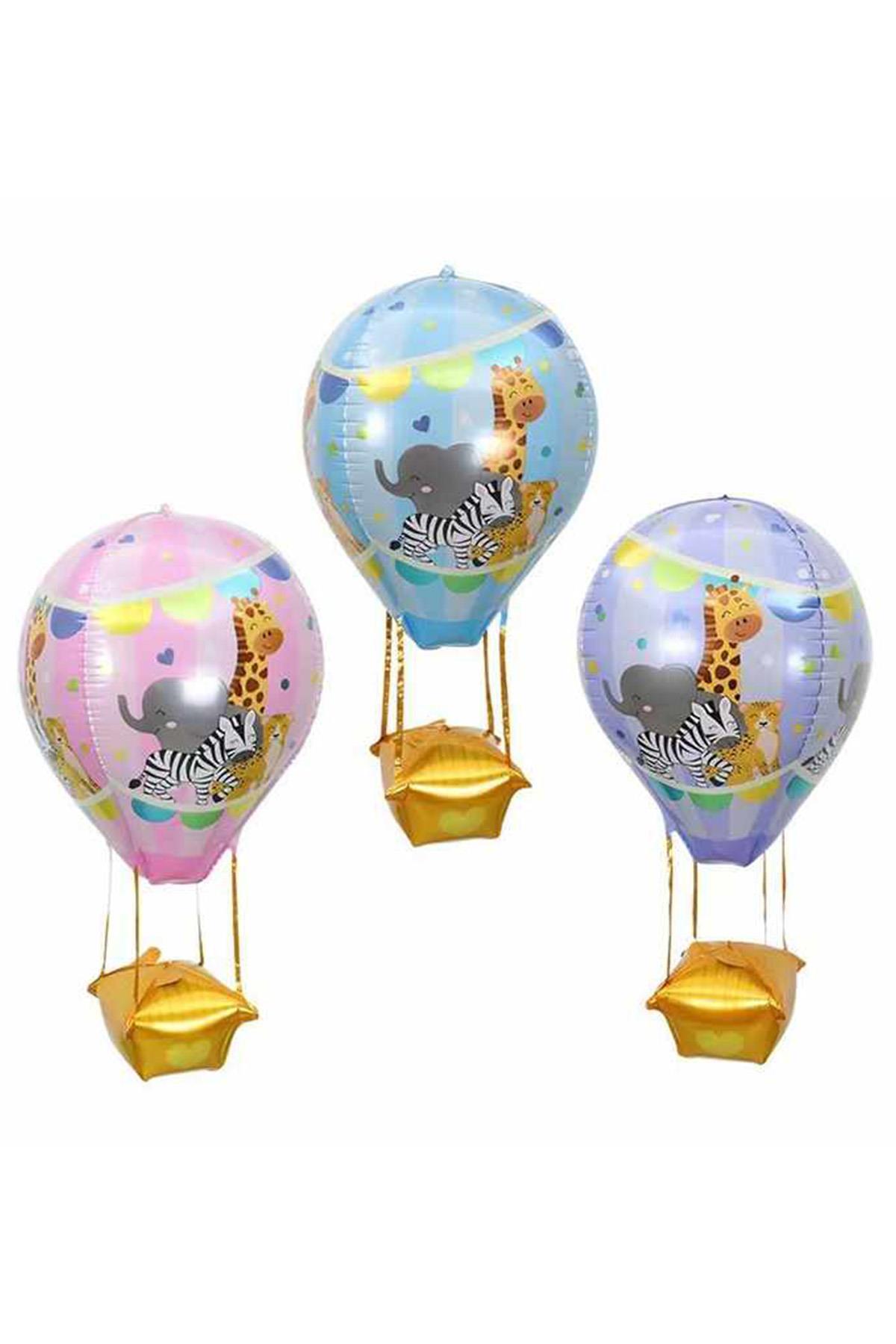 22 İnç Mavi Renk Safari Uçan Balon Temalı  Folyo Balon 88-28 Cm