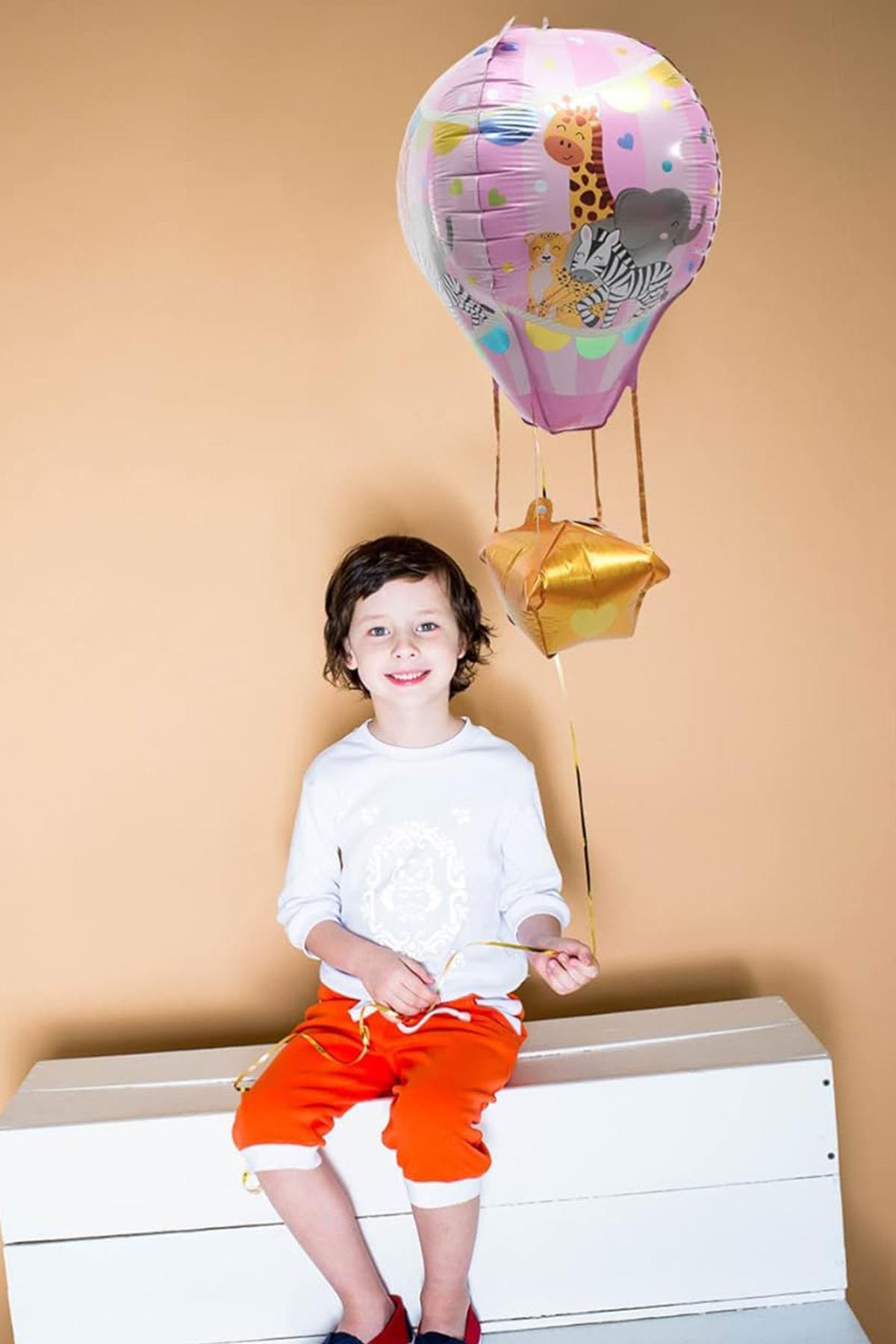22 İnç Mavi Renk Safari Uçan Balon Temalı  Folyo Balon 88-28 Cm