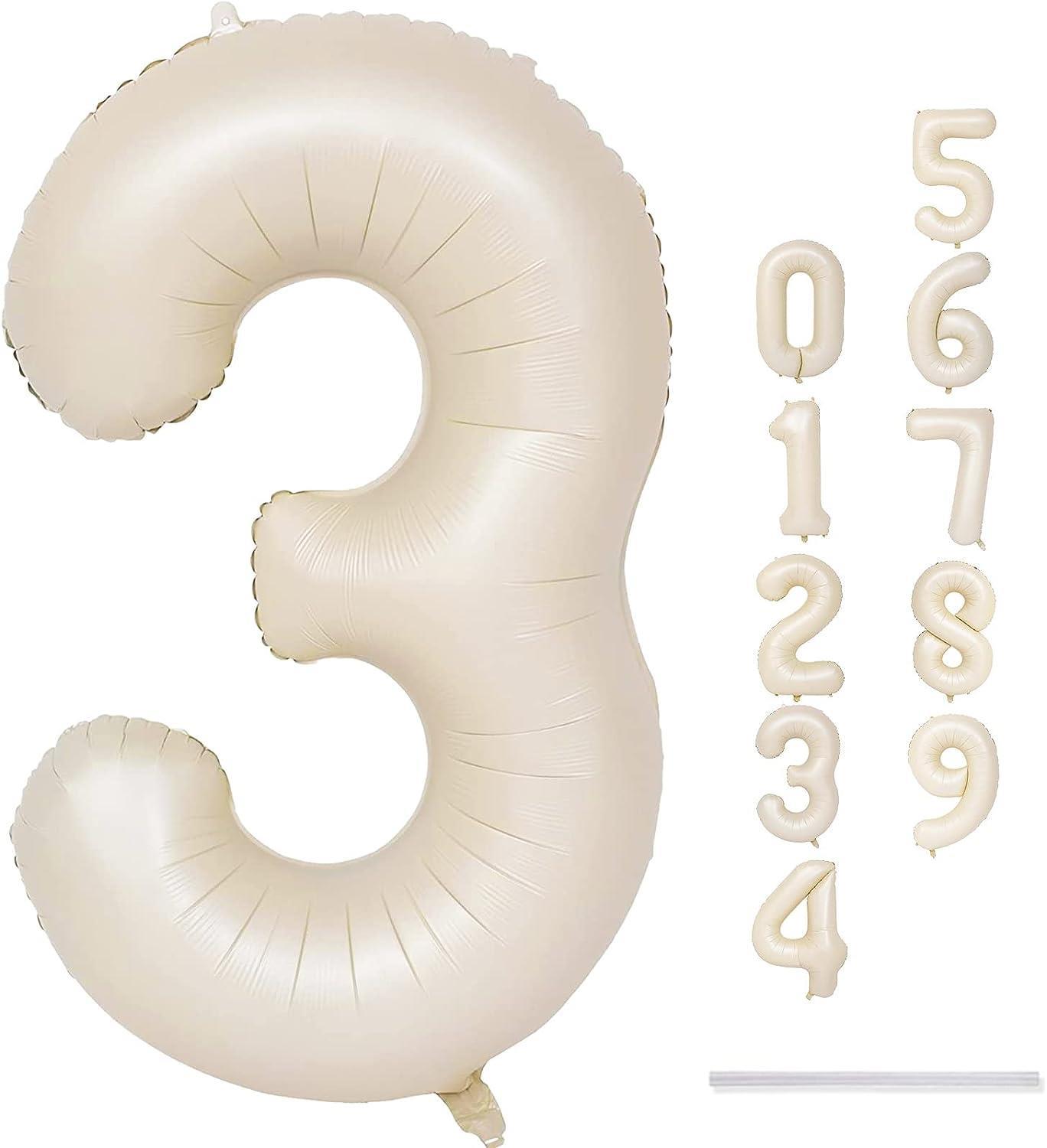 3 Rakam Krem Folyo Balon 34 inç 76-82 cm