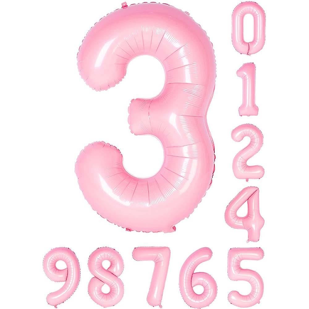 3 Üç Rakam Pembe Folyo Balon 34
