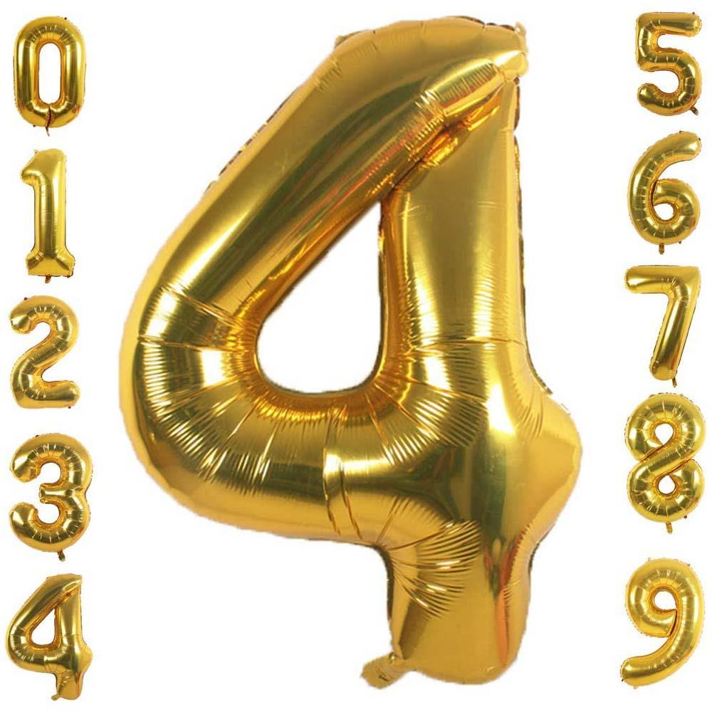 4 Dört Rakam Gold Folyo Balon 32-34