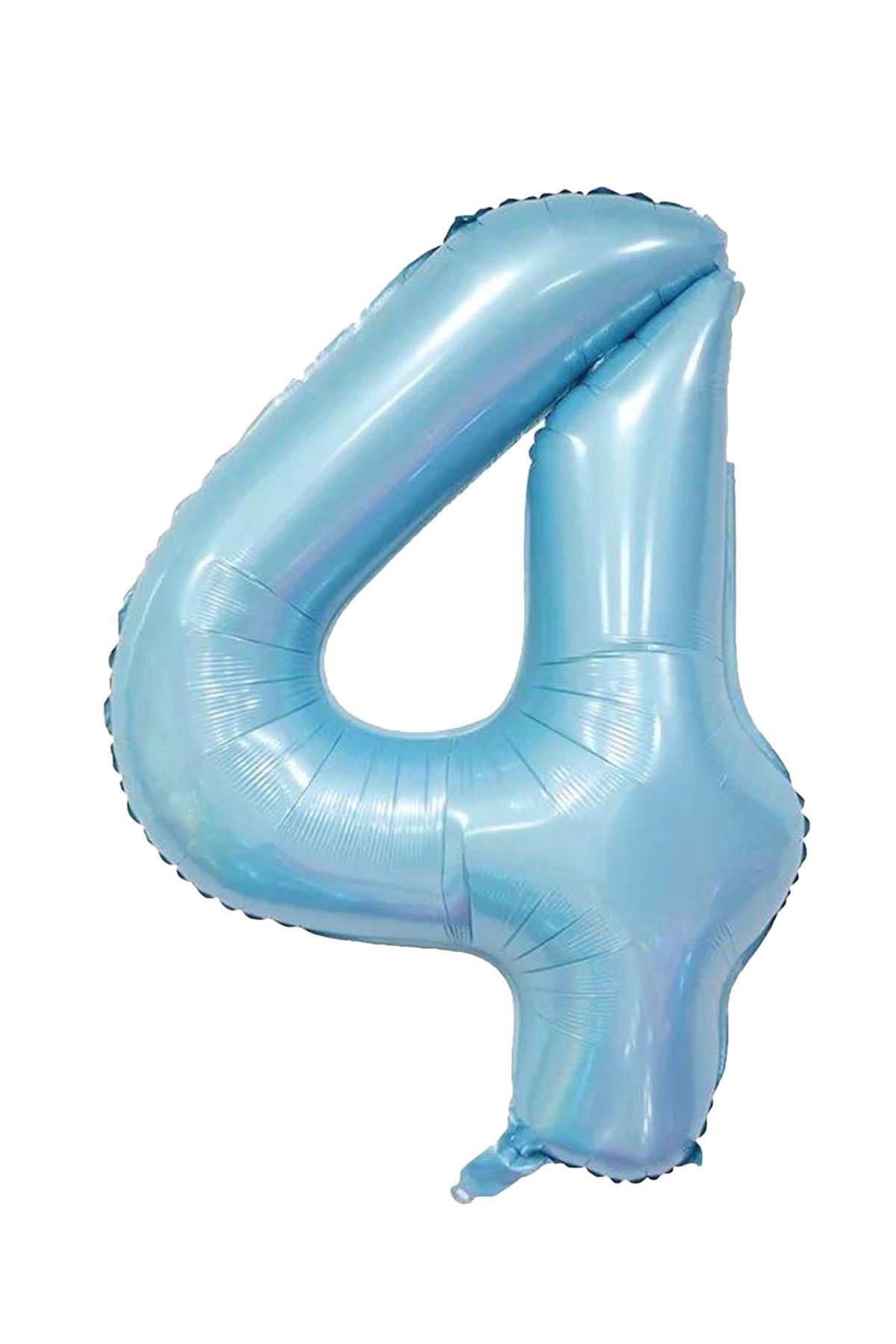 4 Rakam Bebe Mavisi Folyo Balon 32 inç 76-82 cm