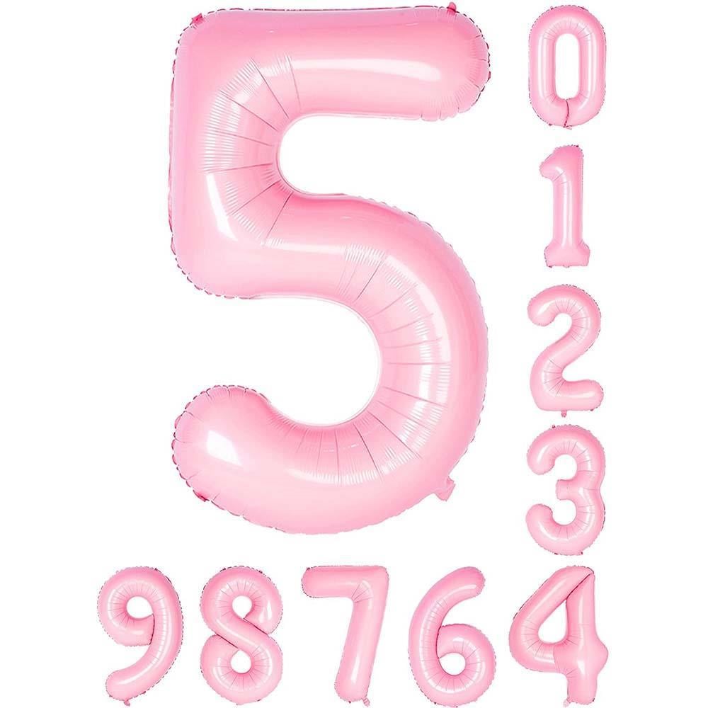 5 Beş Rakam Pembe Folyo Balon 34