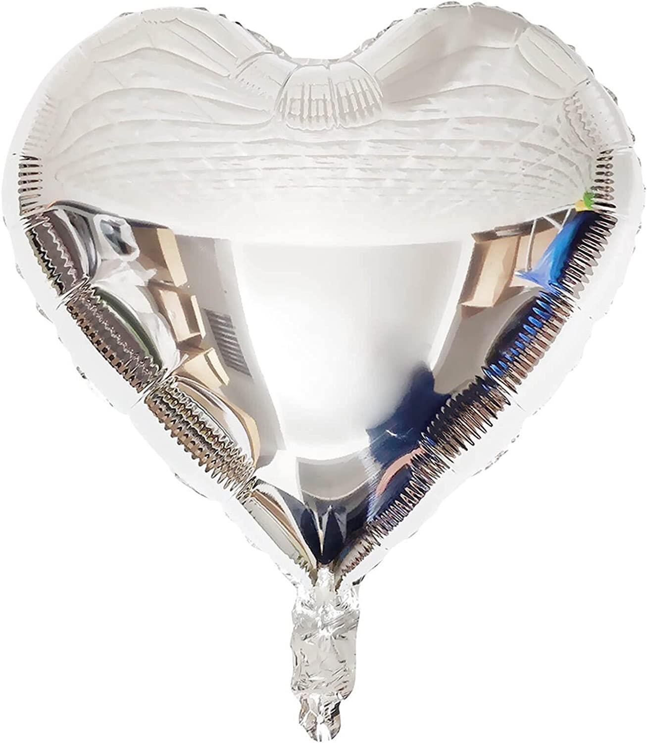 5 Li Gümüş Kalp Folyo Balon 15 Inç - 38 Cm 