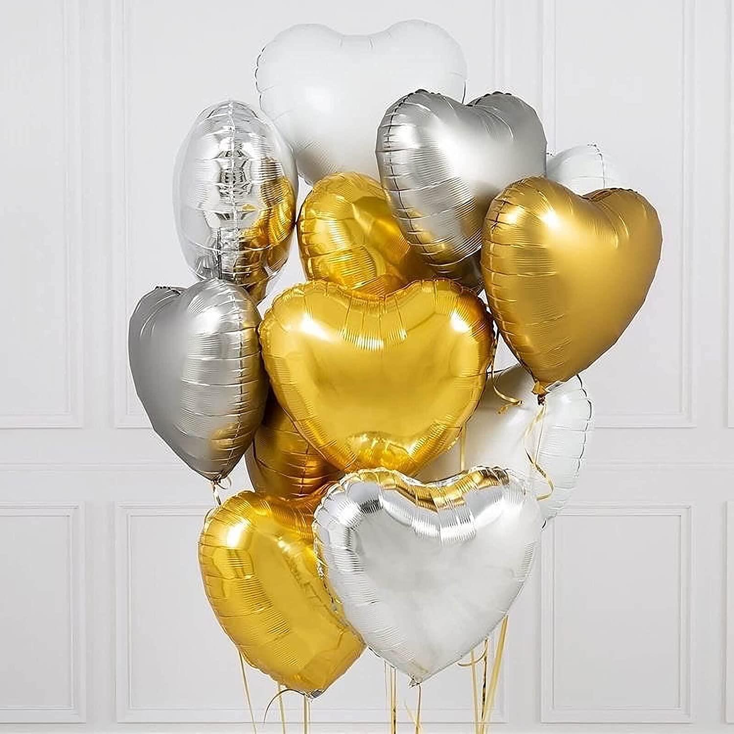 5 Li Gümüş Kalp Folyo Balon 15 Inç - 38 Cm 