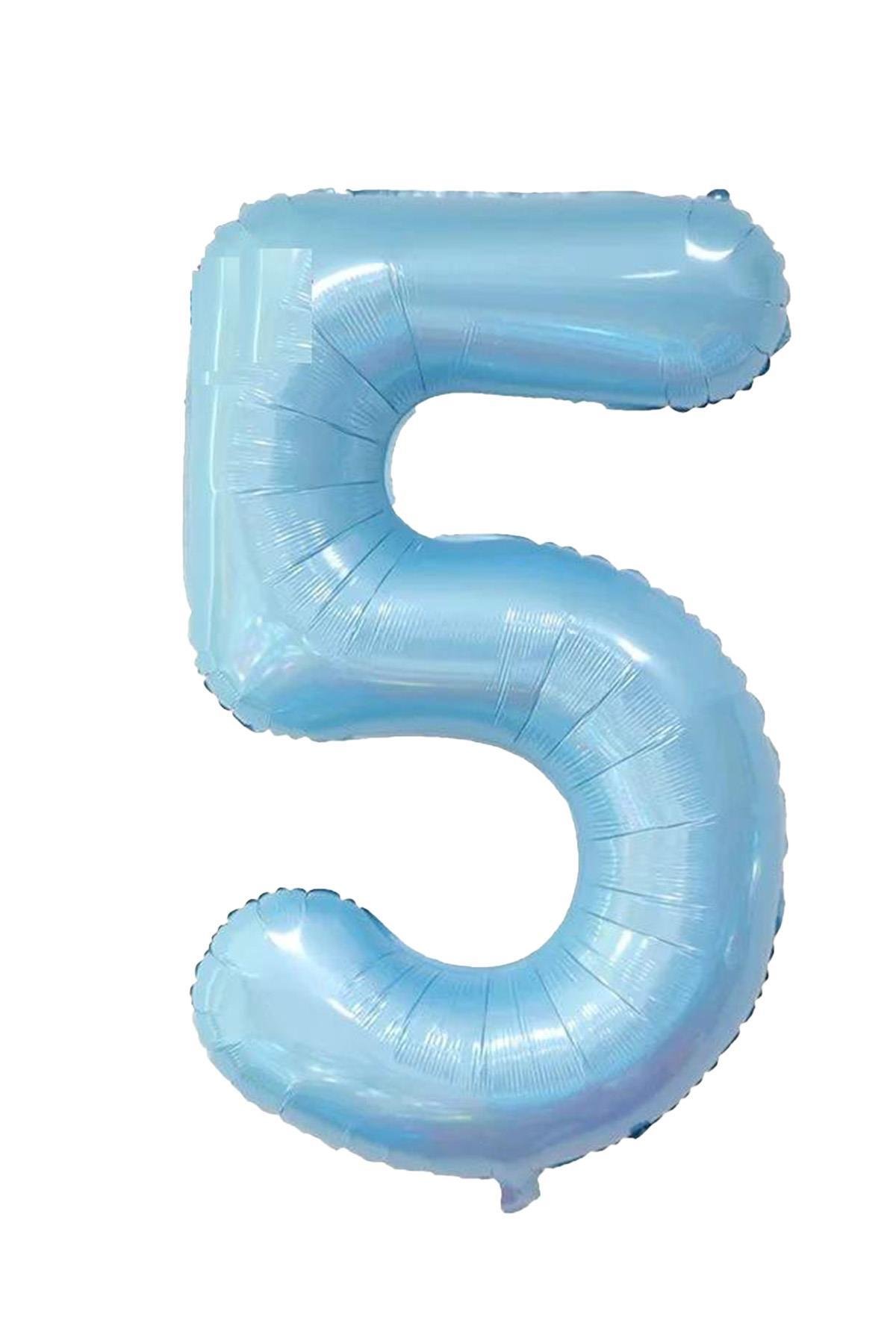 5 Rakam Bebe Mavisi Folyo Balon 32 inç 76-82 cm