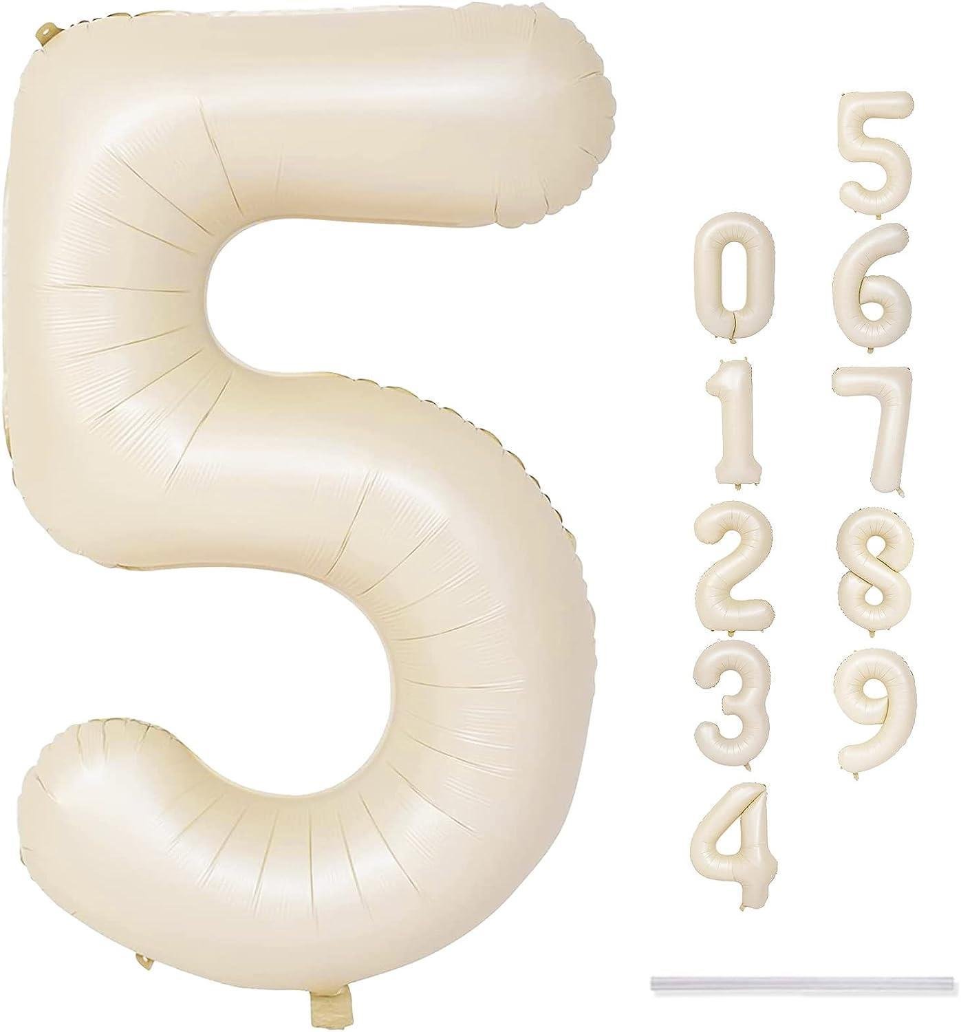 5 Rakam Krem Folyo Balon 34 inç 76-82 cm