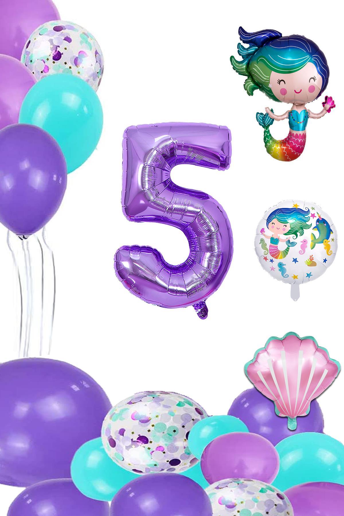5 Yaş Deniz Kızı Temalı Doğum Günü Parti Kutlama Seti Konsept 2