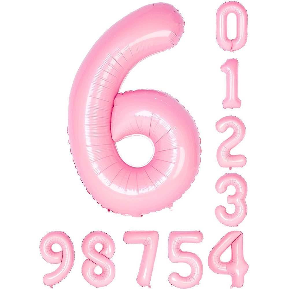 6 Altı Rakam Pembe Folyo Balon 34