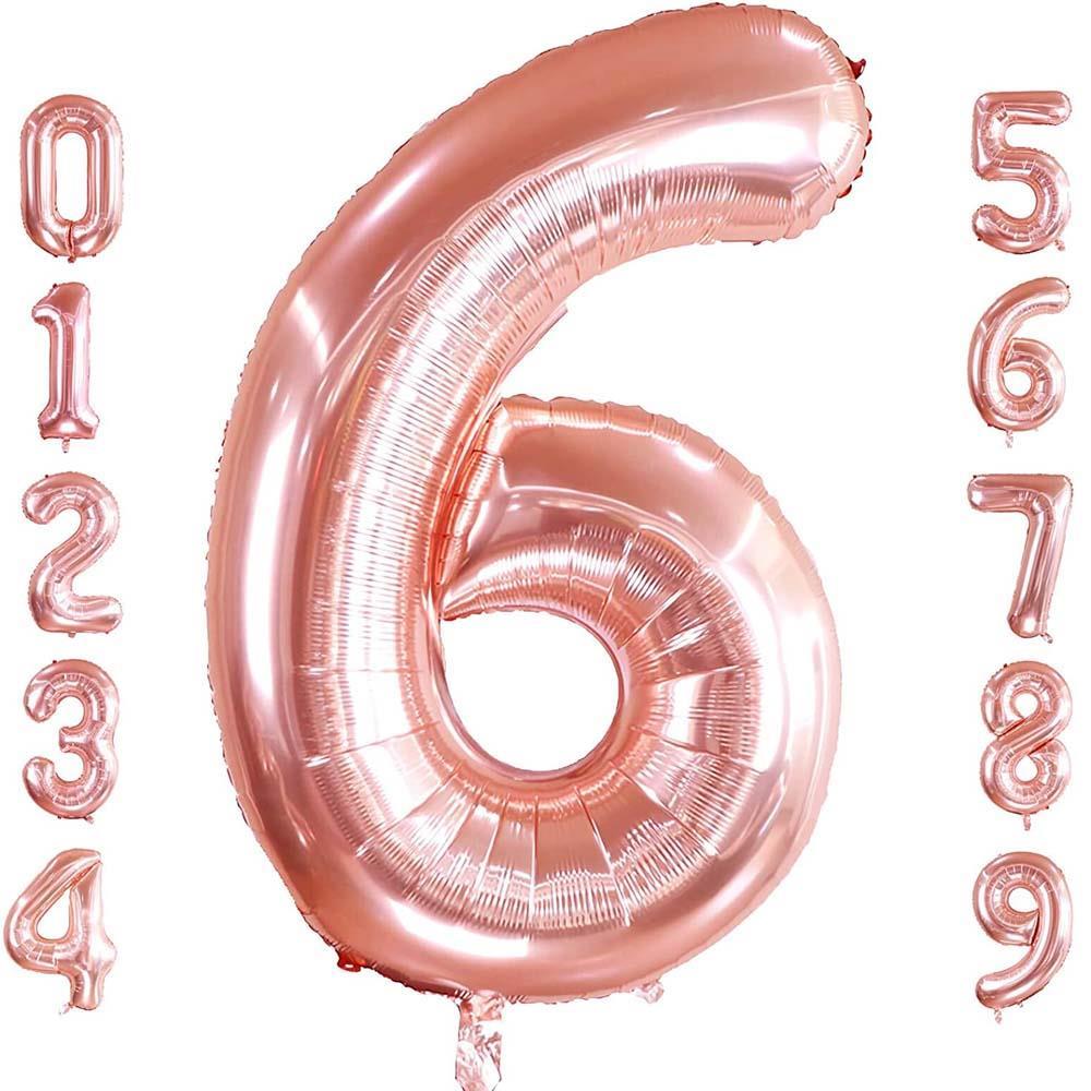 6 Altı Rakam Rose Gold Folyo Balon 32-34