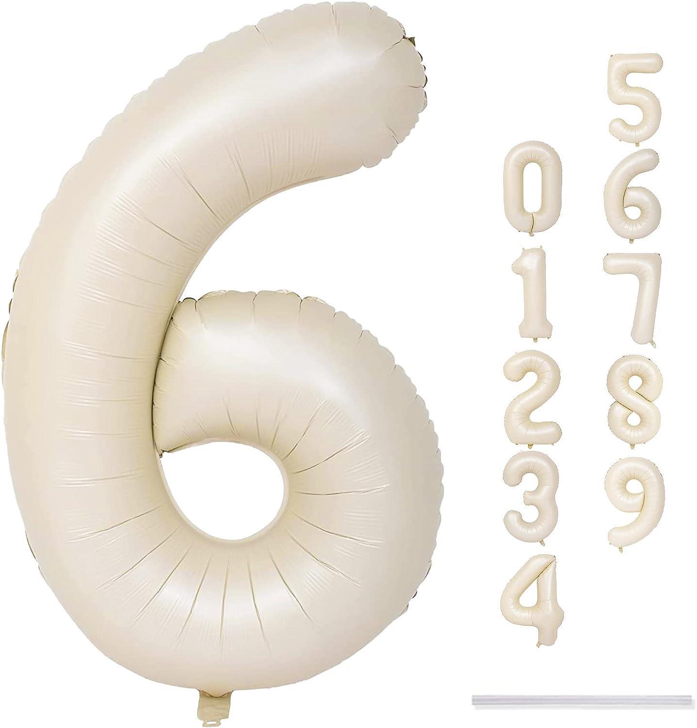 6 Rakam Krem Folyo Balon 34 inç 76-82 cm