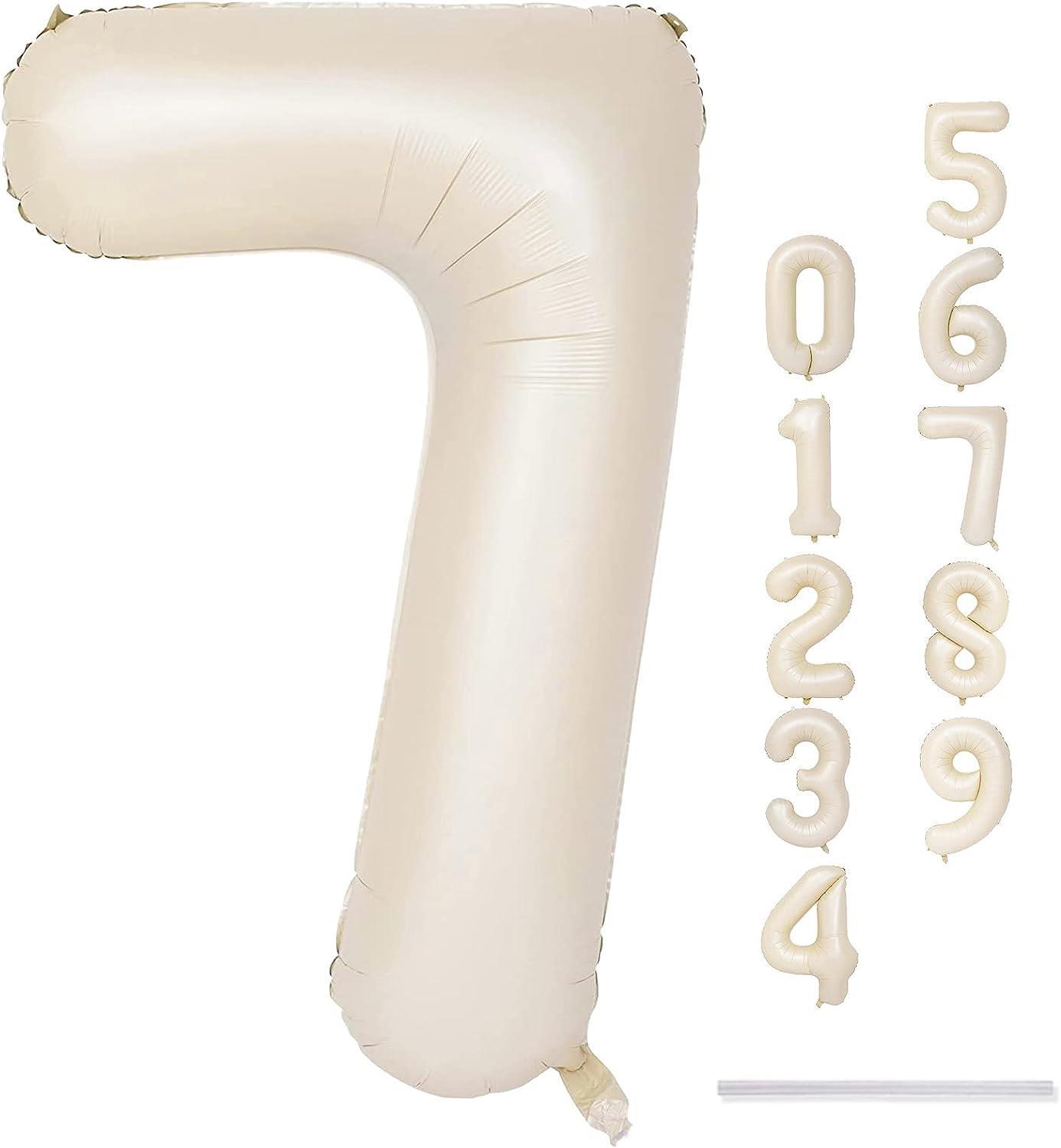 7 Rakam Krem Folyo Balon 34 inç 76-82 cm