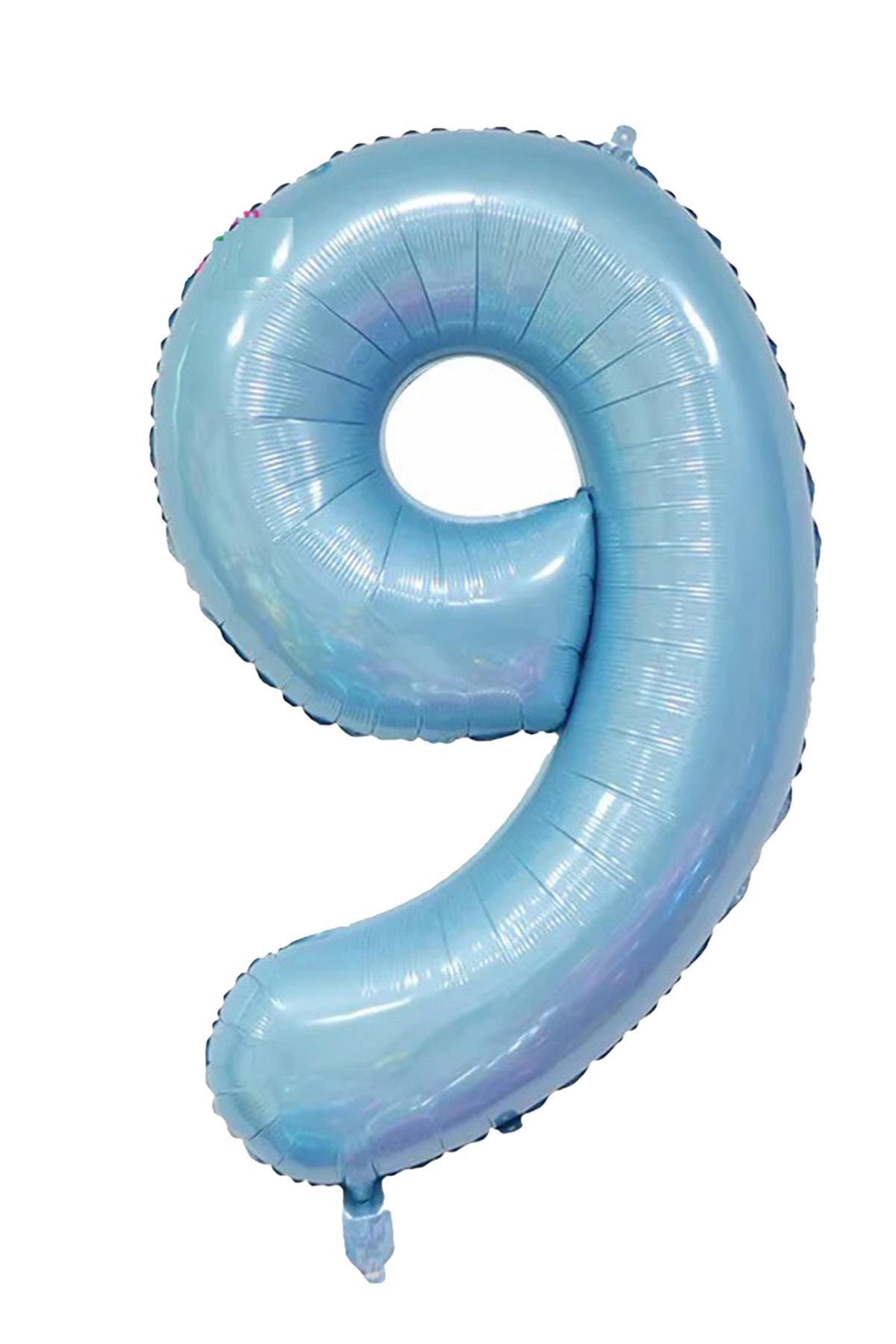 8 Rakam Bebe Mavisi Folyo Balon 32 inç 76-82 cm