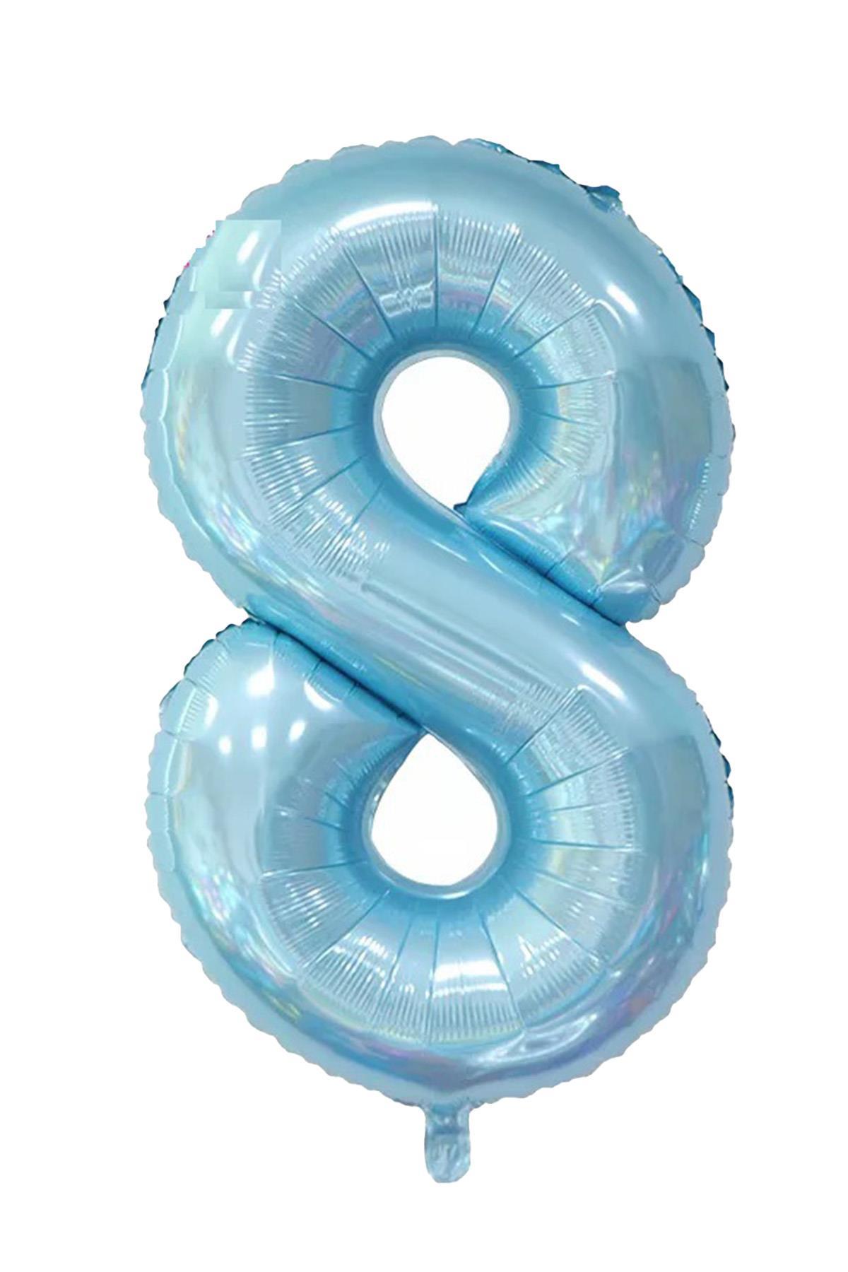 8 Rakam Bebe Mavisi Folyo Balon 32 inç 76-82 cm